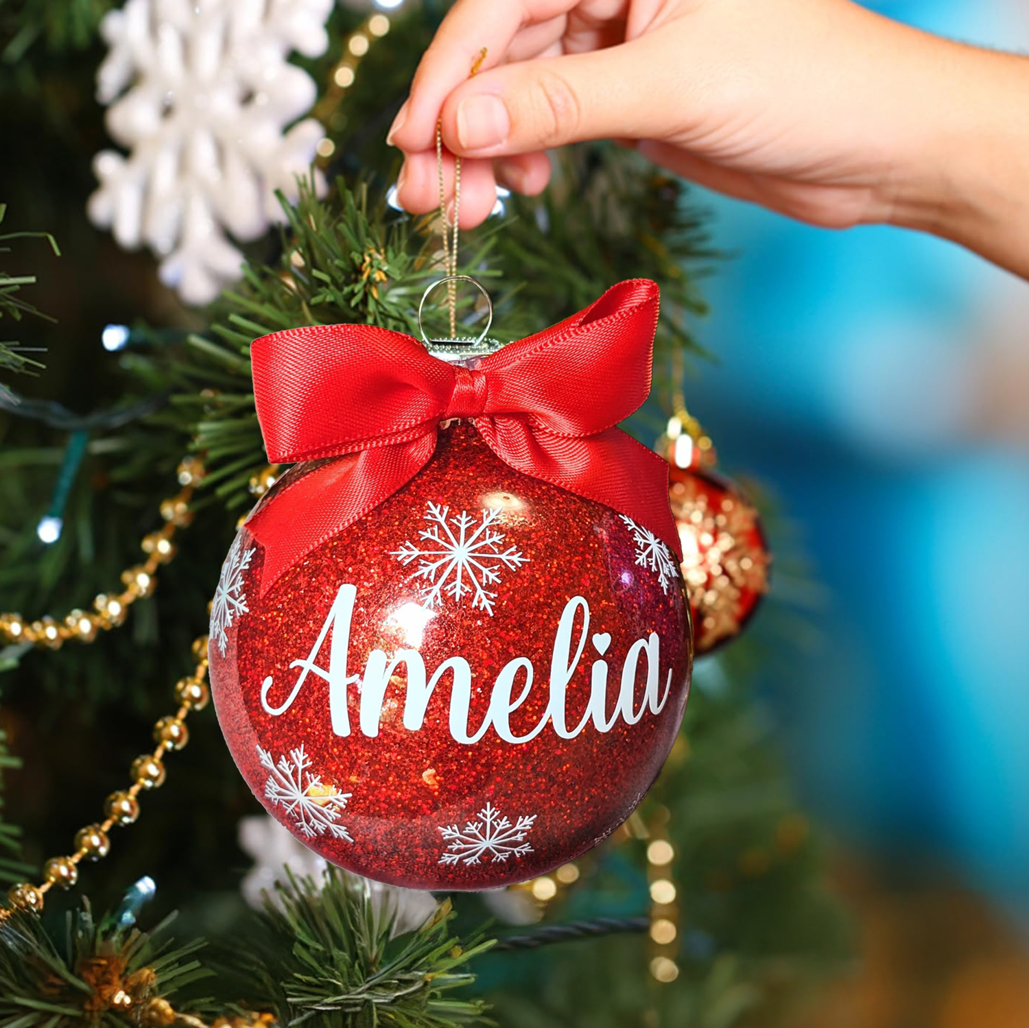 Personalized Glitter Christmas Ball Ornament 