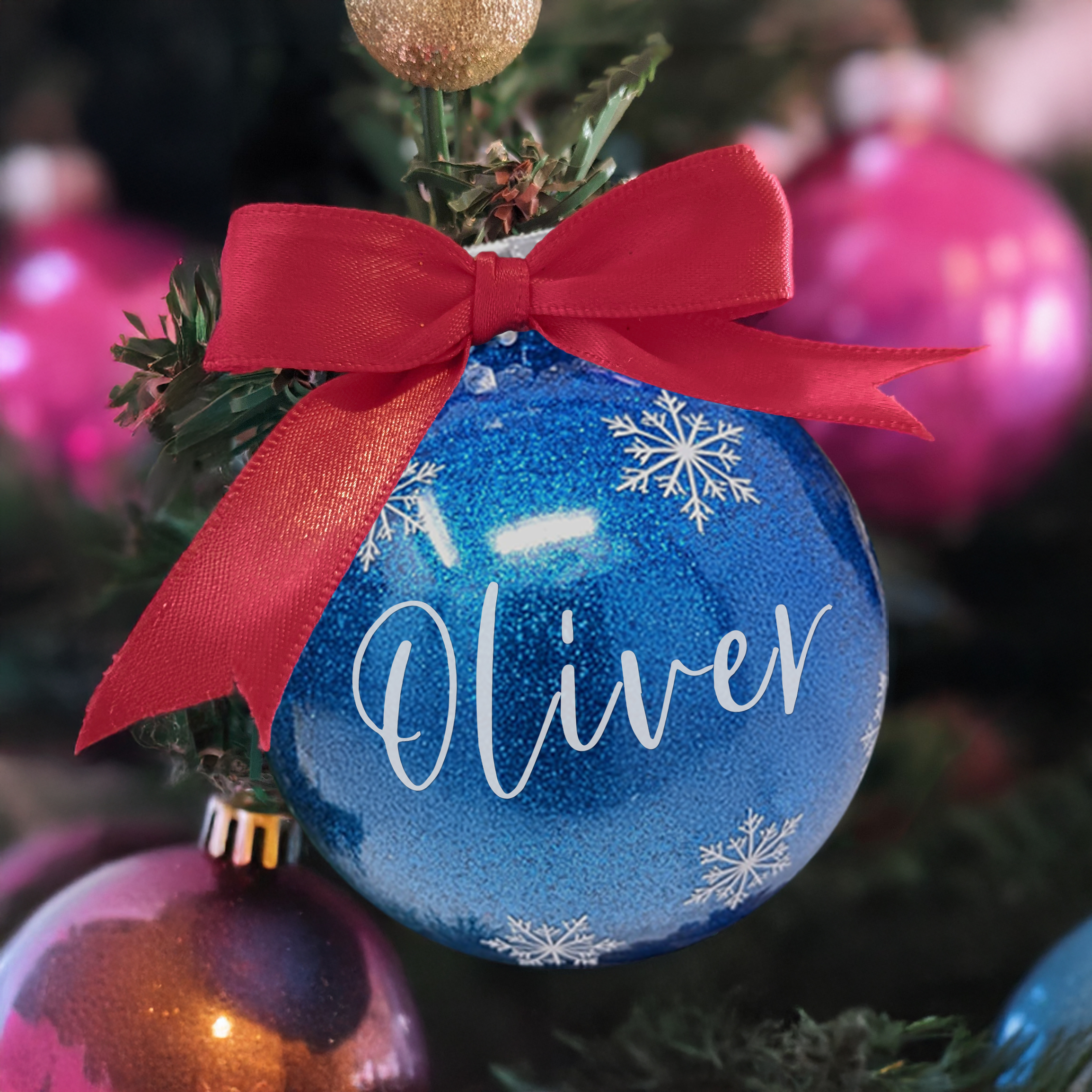 Personalized Glitter Christmas Ball Ornament 