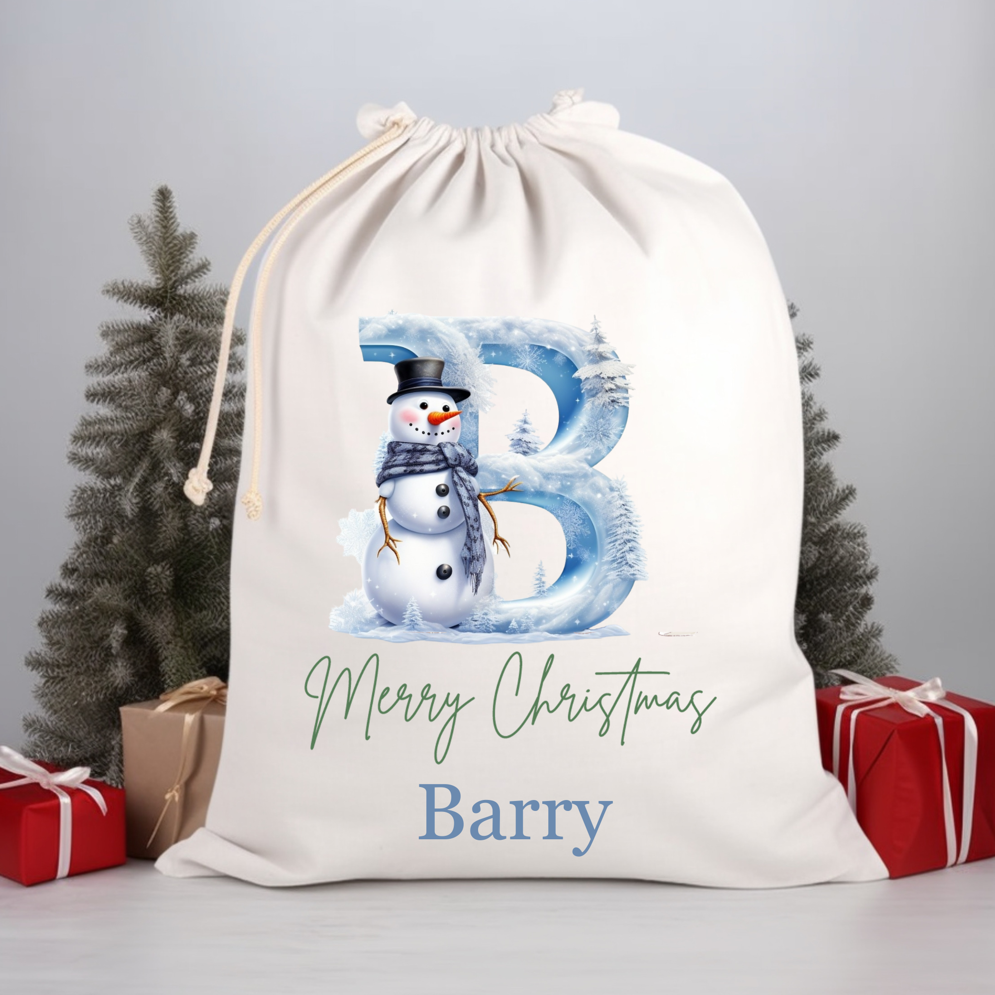 Personalized Christmas Snowmen Gift Sack -