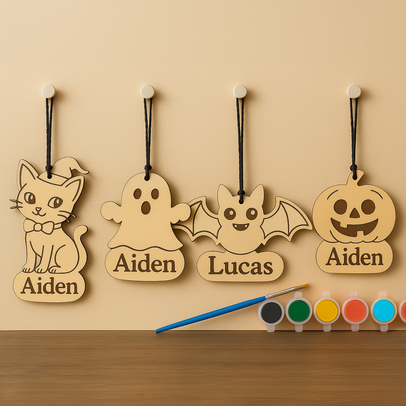 Personalized Halloween Wooden Paint Kit 