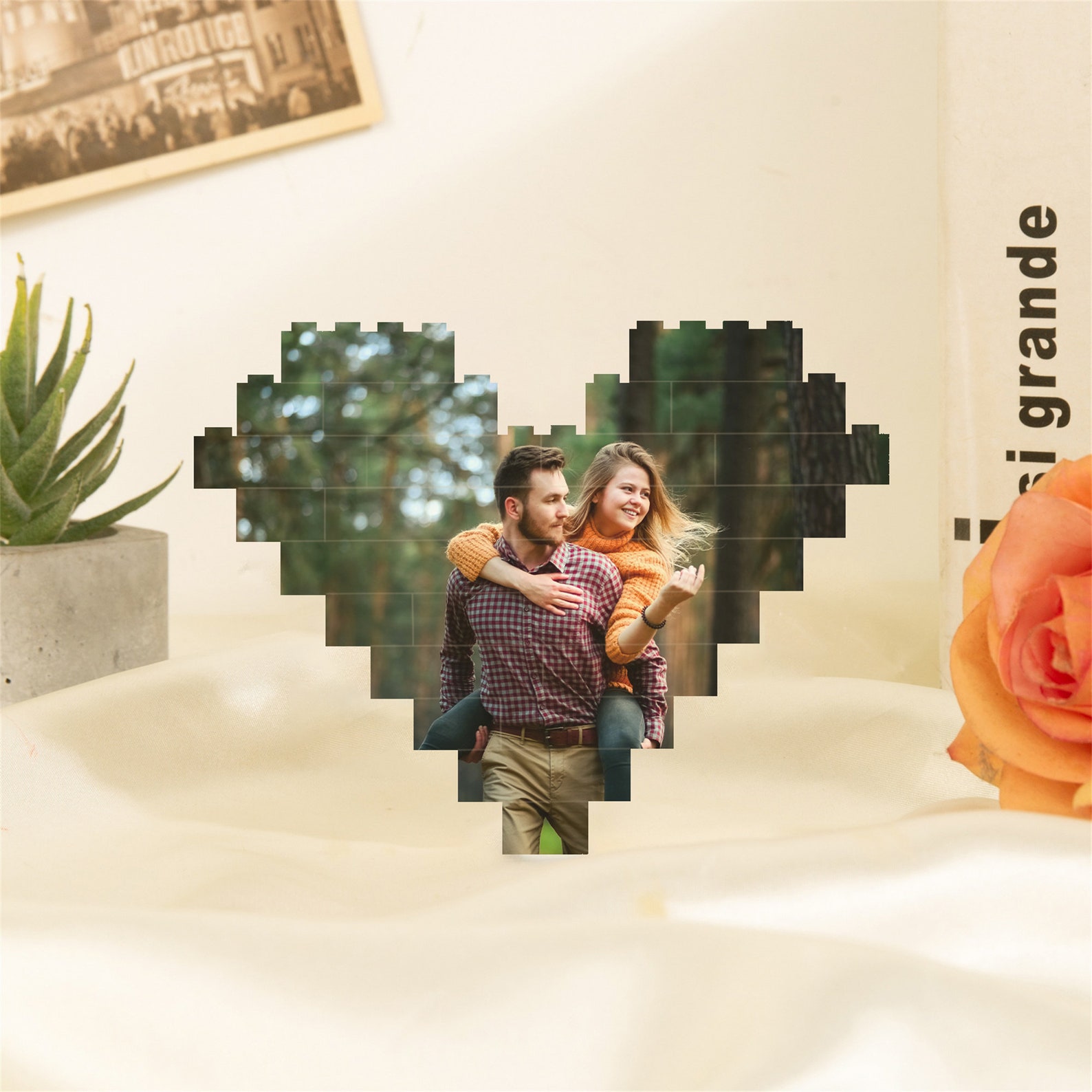 Personalized Heart Photo Building Block Puzzle