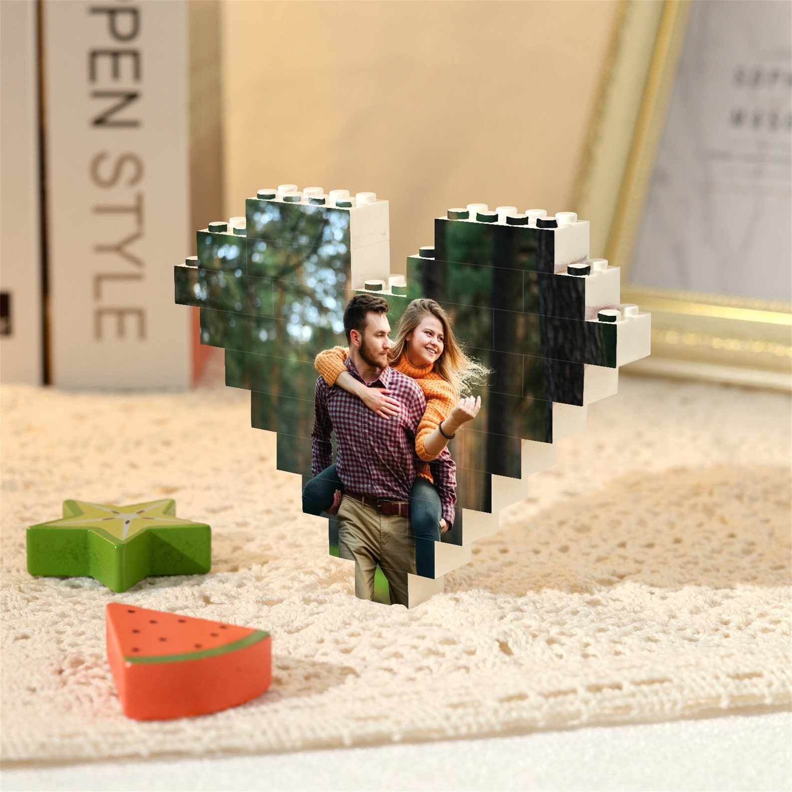 Personalized Heart Photo Building Block Puzzle
