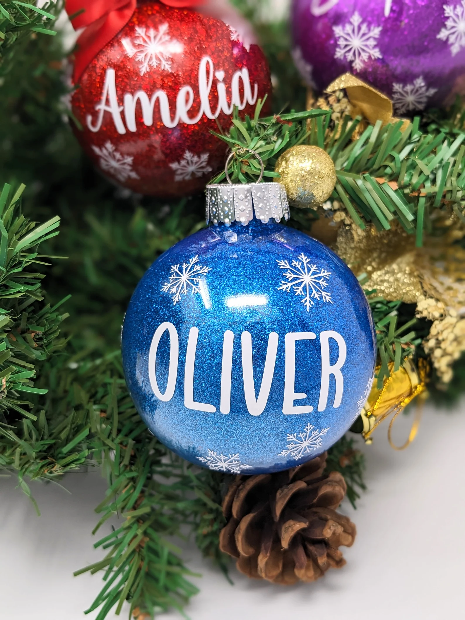 Personalized Glitter Christmas Ball Ornament 