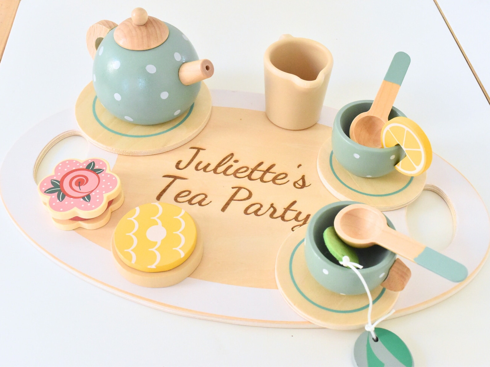Personalized Wooden Toddler Afternoon Tea Play Set