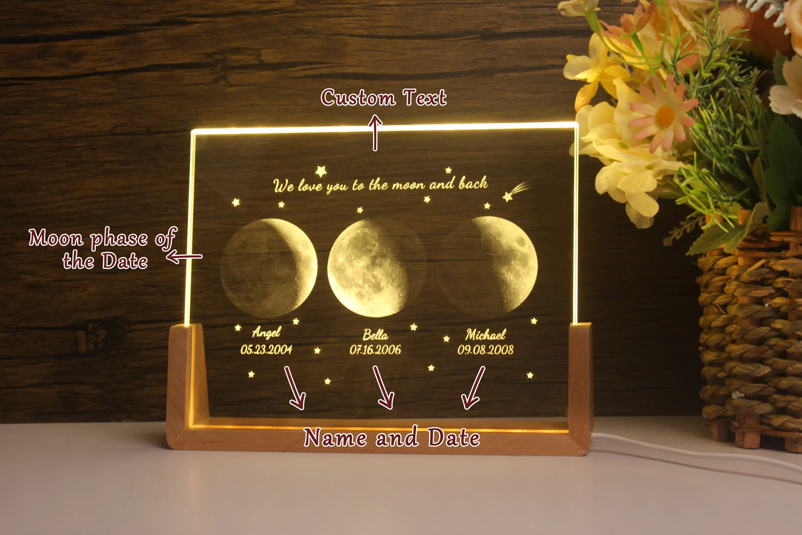 Personalized Moon Phase Crystal Lamp