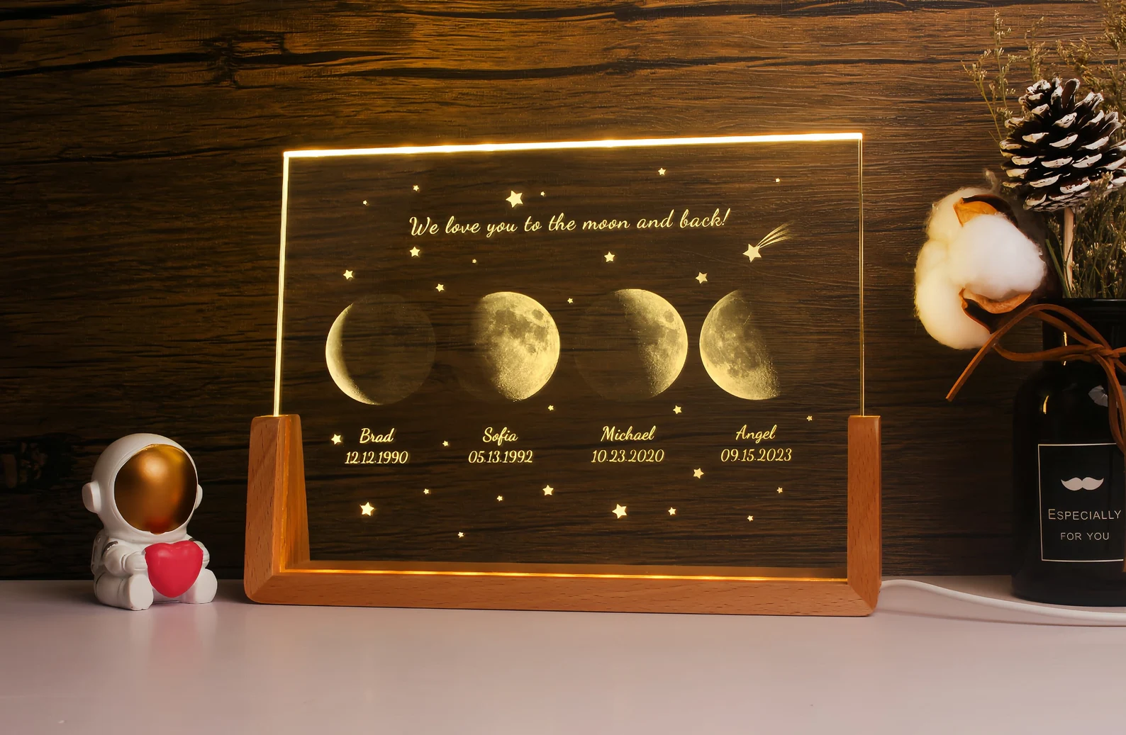 Personalized Moon Phase Crystal Lamp