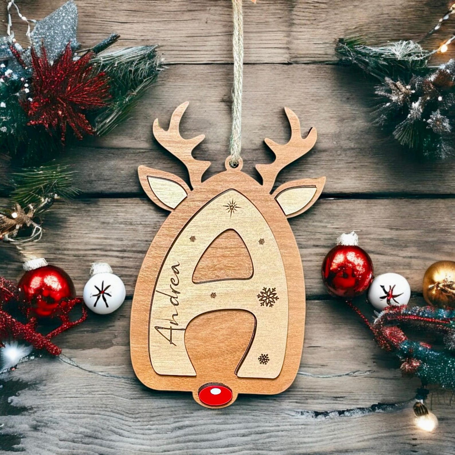 Personalized Reindeer Letter ornaments 