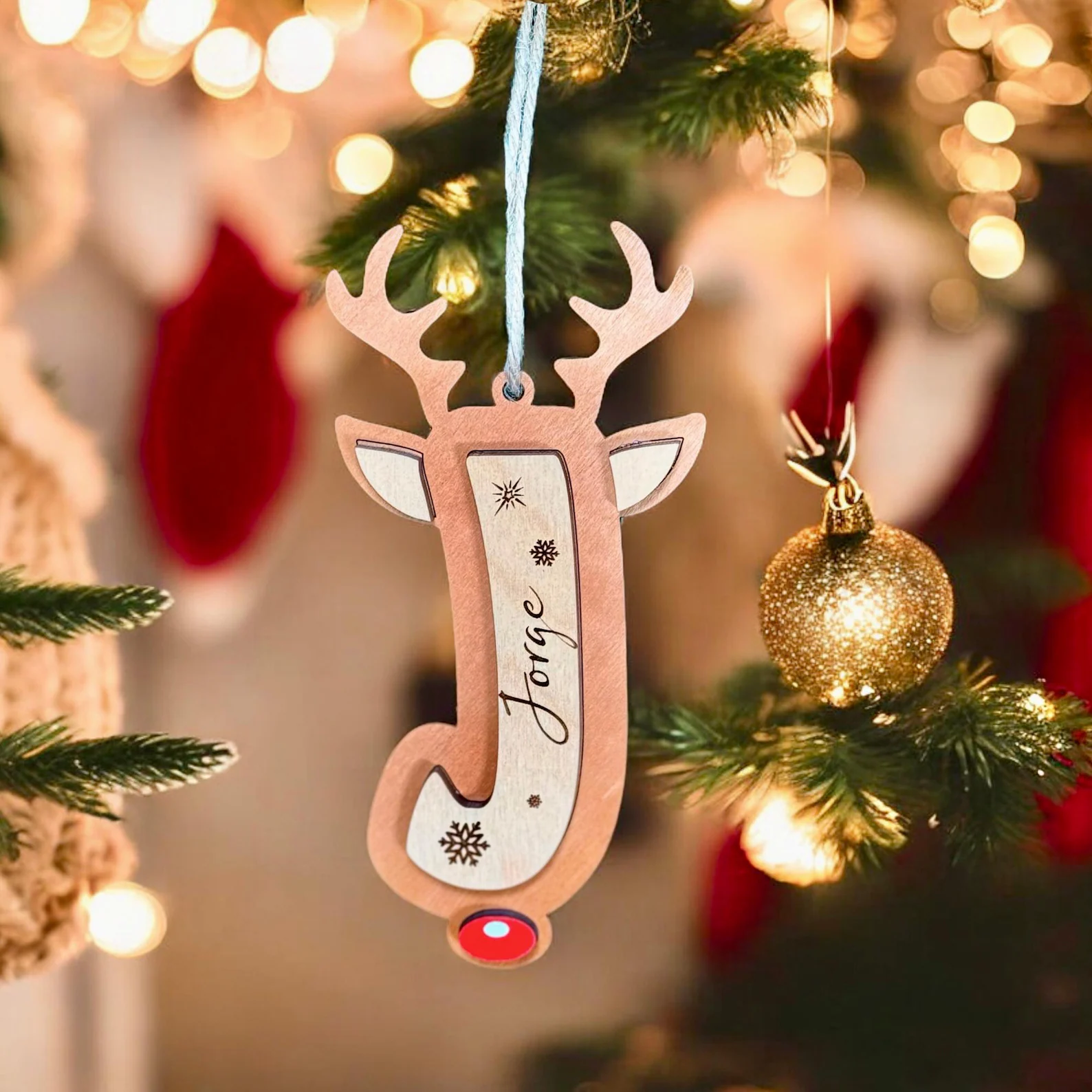 Personalized Reindeer Letter ornaments 