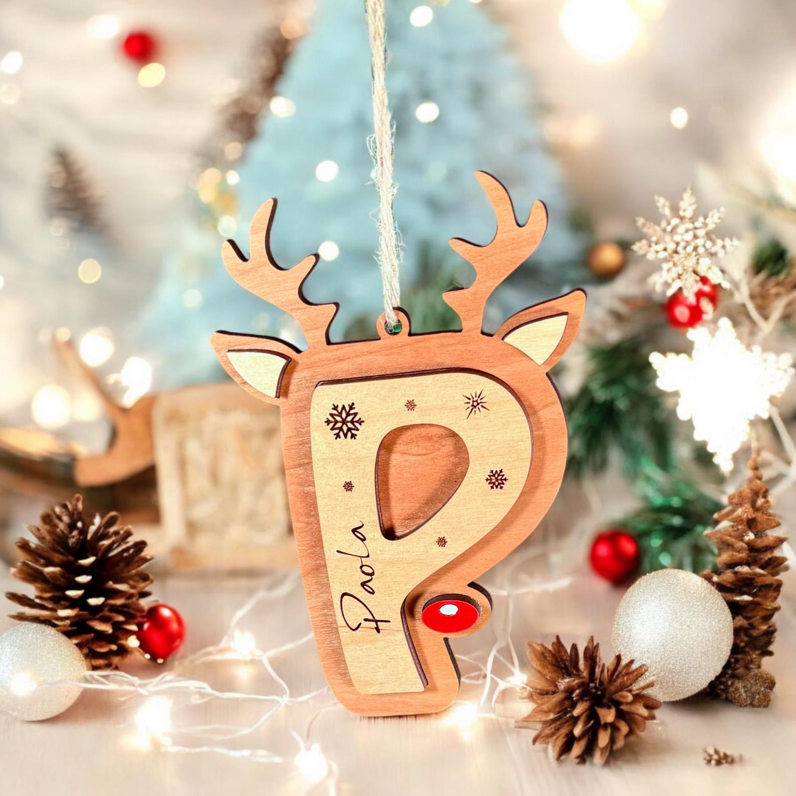 Personalized Reindeer Letter ornaments 