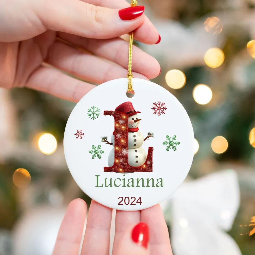 Personalized Initial Snowman Ornament