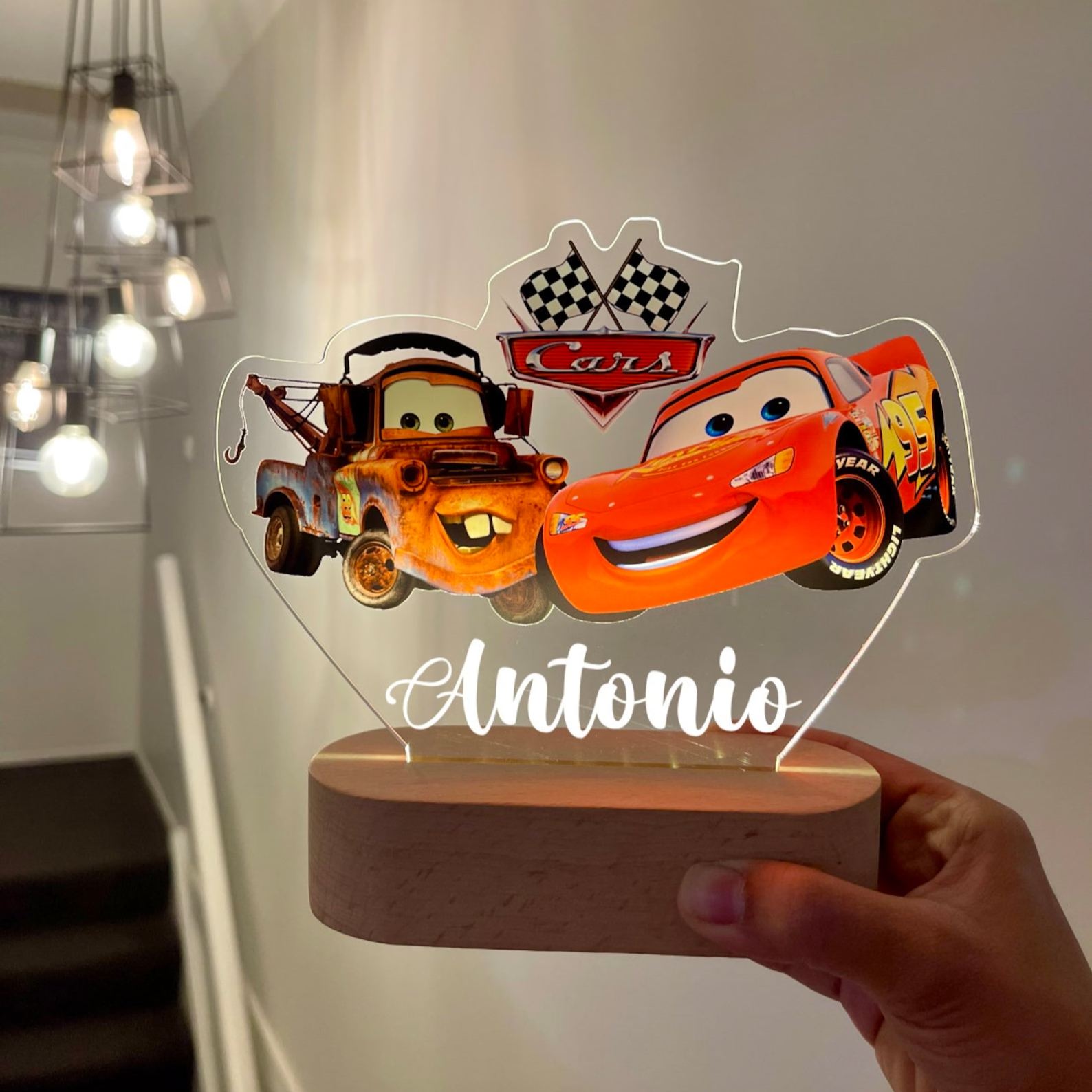 Personalized LIGHTENING MCQUEEN and MATER Cars Night Light