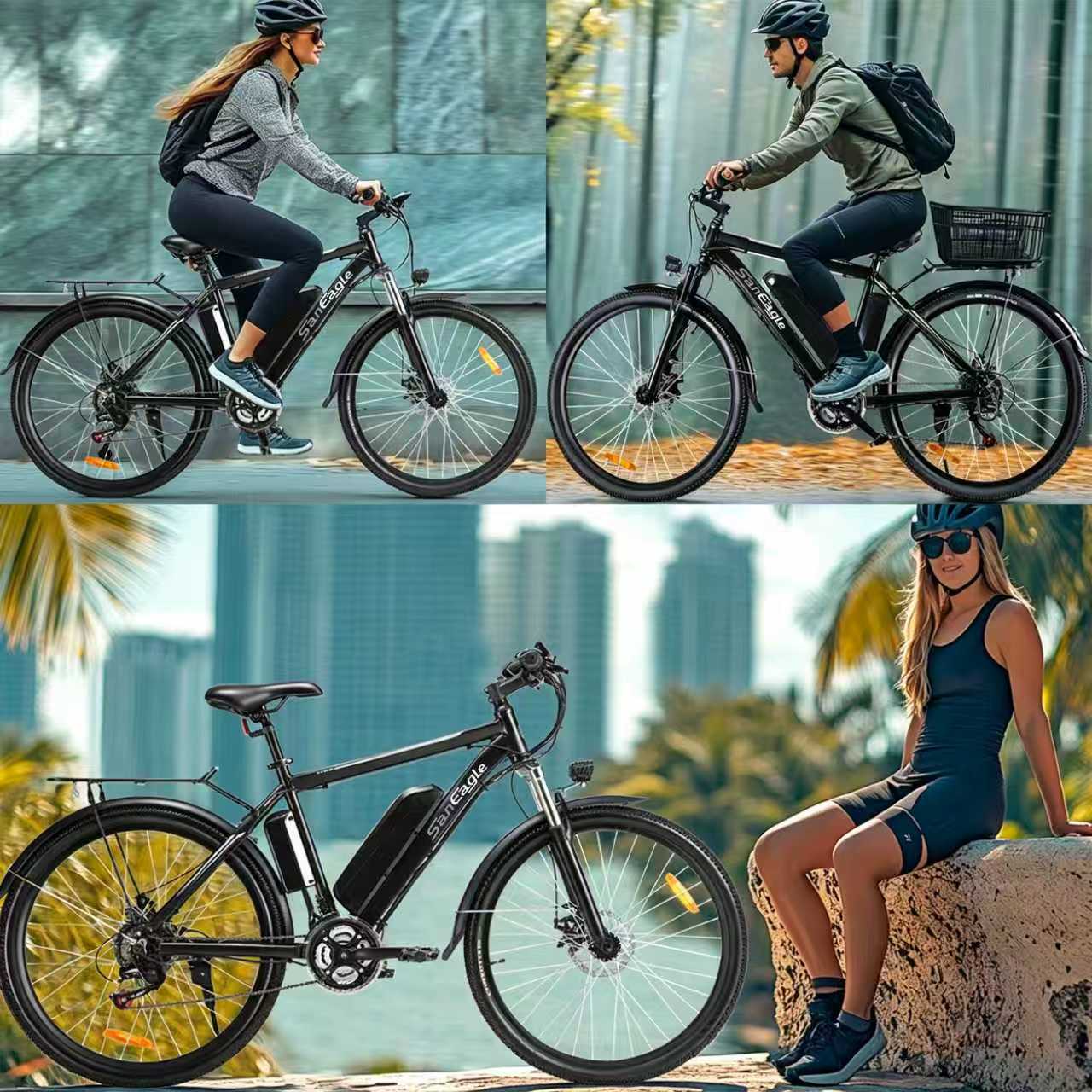 Saneagle 350W Electric Bike for Adults, 36V 10.4Ah Removable