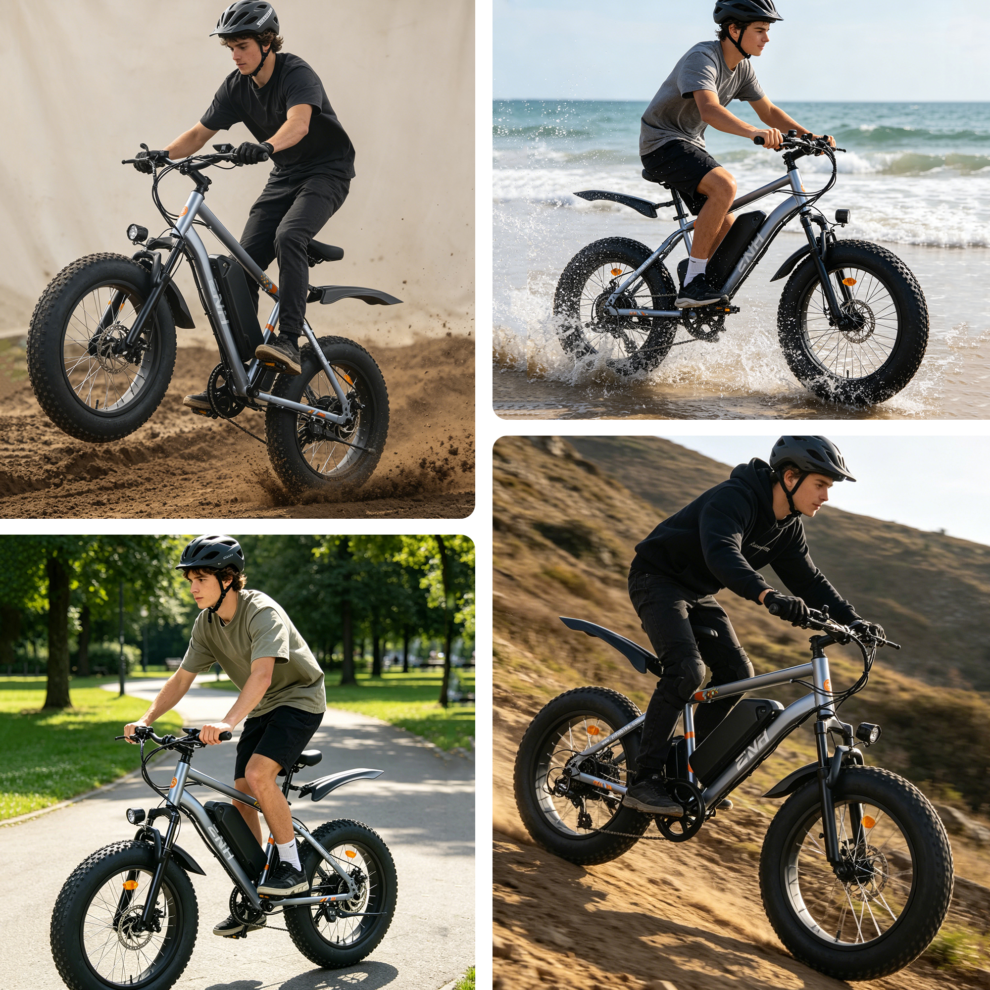 ZNH Peak 1000W Fat Tire Electric Bike for Teens & Adults, 20×4" All-Terrain Off-Road E-Bike, 48V 13Ah UL2849 Removable Battery, Max 20MPH Long Range 40+ Miles Mountain Ebike, Gray