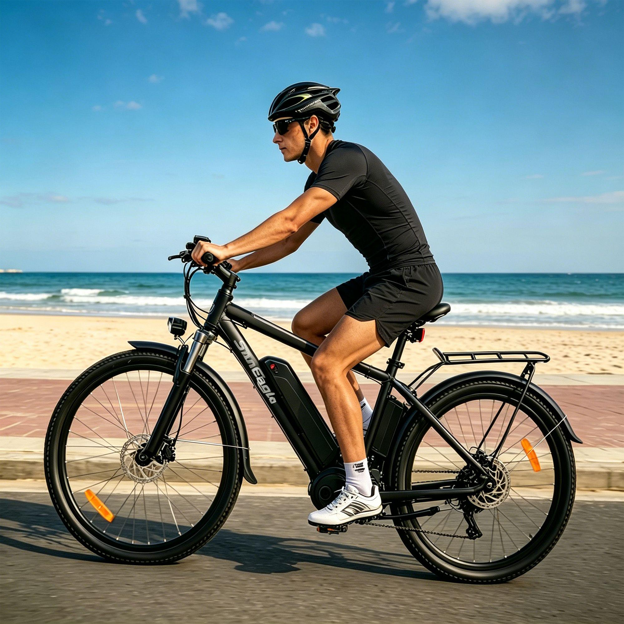 Saneagle 350W Electric Bike for Adults, 36V 10.4Ah Removable Battery, 26" Tire, Shimano 21-Speed, UL 2849 Certified, Black