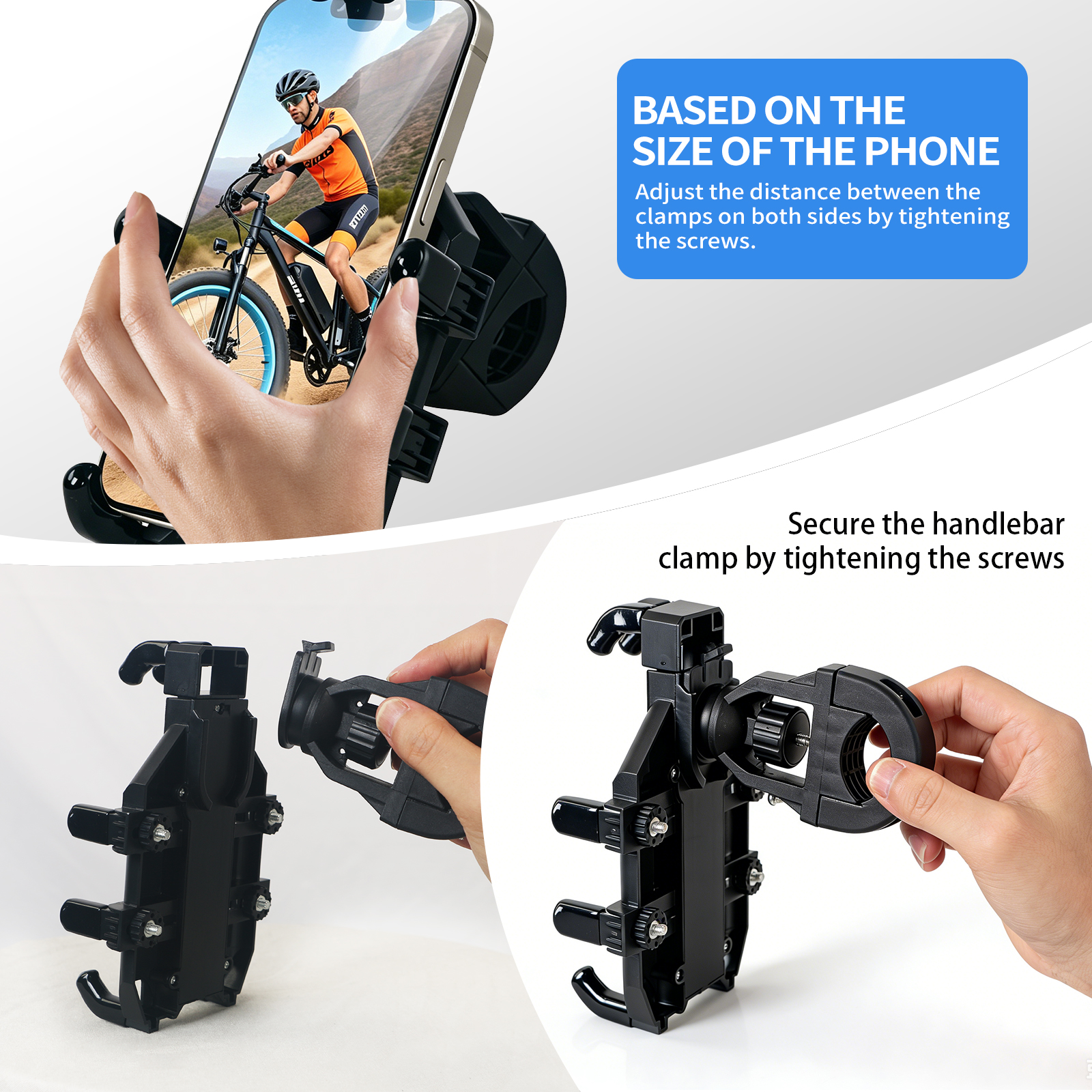 ZNH Universal Bike Phone Mount, Anti-Vibration 4-Claw Bicycle Phone Holder for 4.8"-7.2" Smartphones, Handlebar Cell Phone Stand for E-Bikes, Scooters, Dirt Bikes & ATVs, Stable GPS Navigation Bicycle Accessory