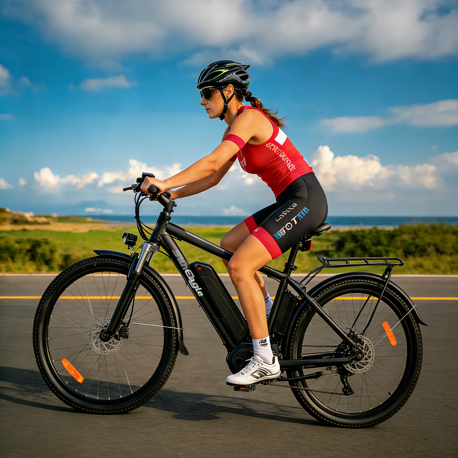 Saneagle 500W Electric Bike | 1000W Peak Assist, 52V 15Ah Battery, 26" Tire, Shimano 21-Speed, UL 2849 Certified, Black