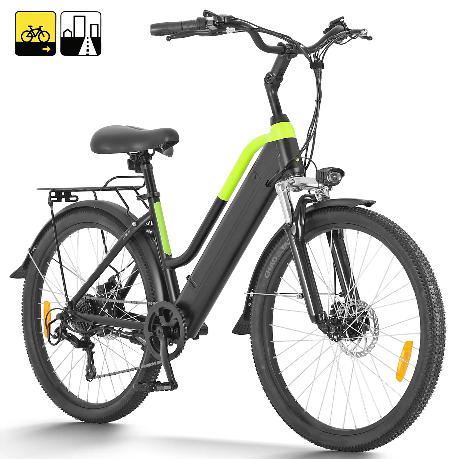 ZNH-04 Step-Through Electric Bike: 350W Commuter E-Bike w/ Shimano 7-Speed, Dual Suspension & Rear Rack