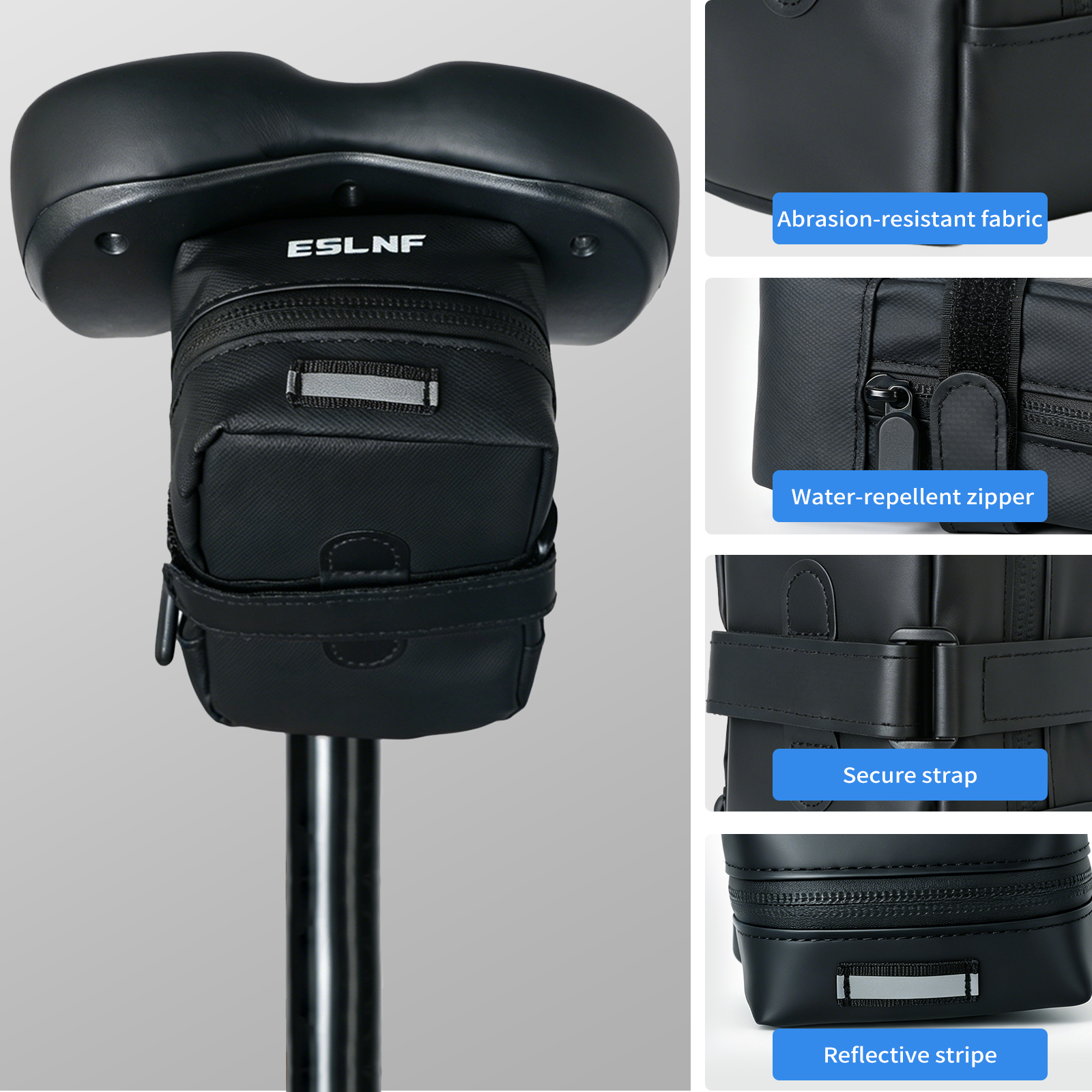 ZNH 0.45L Waterproof Bicycle Saddle Bag, Ultra Light 73g Under Seat Bike Storage Pouch with Quick Release Strap, Rigid Shape Retention Seat Pack for Road Bike, MTB, Gravel Bike & E-Bike