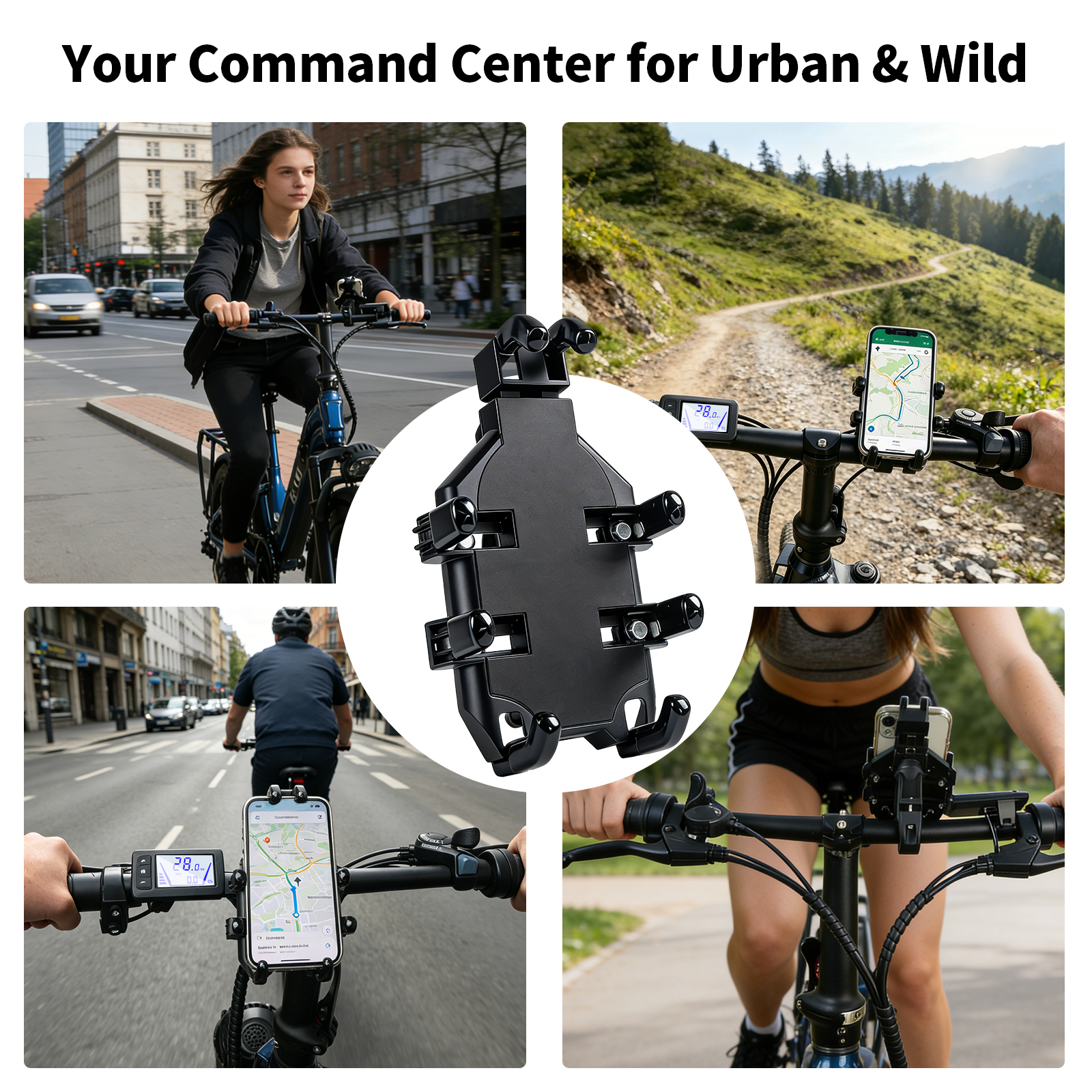 ZNH Universal Bike Phone Mount, Anti-Vibration 4-Claw Bicycle Phone Holder for 4.8"-7.2" Smartphones, Handlebar Cell Phone Stand for E-Bikes, Scooters, Dirt Bikes & ATVs, Stable GPS Navigation Bicycle Accessory