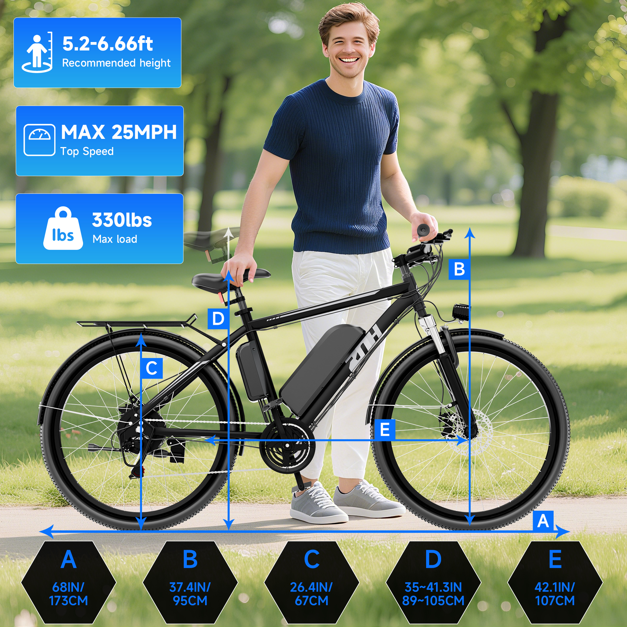 ZNH 02SR Rated 500W Peak 1000W Electric Mountain Bike for Adults, 26 Inch Off-Road E-Bike, 52V 13Ah UL2849 Removable Battery, Shimano 21-Speed Up to 70 Miles Range Ebike