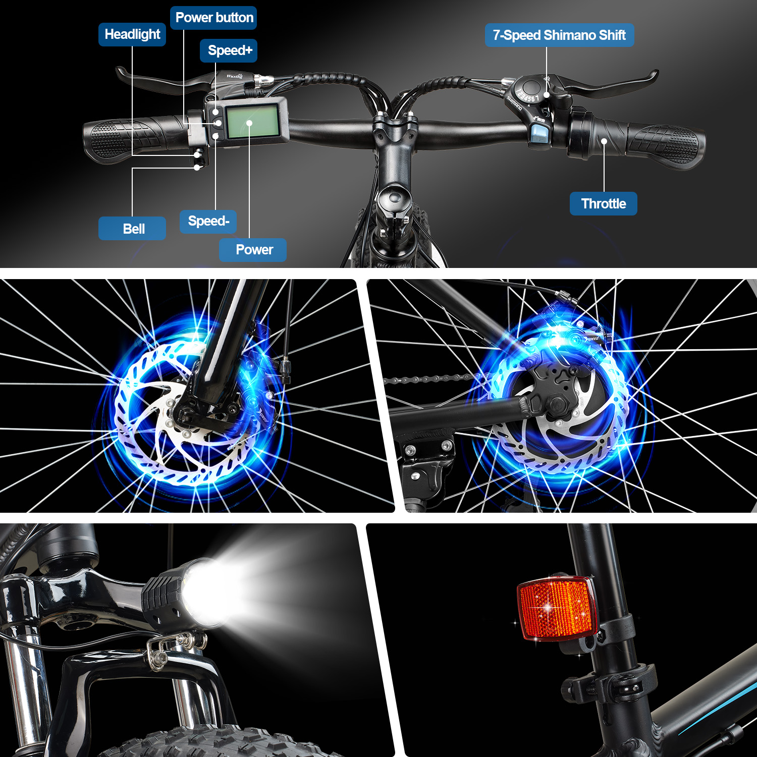 ZNH 750W Fat Tire Electric Mountain Bike for Adults | 26"x4.0 All-Terrain Snow Ebike, 48V 13Ah Removable Battery, UL2849 Certified