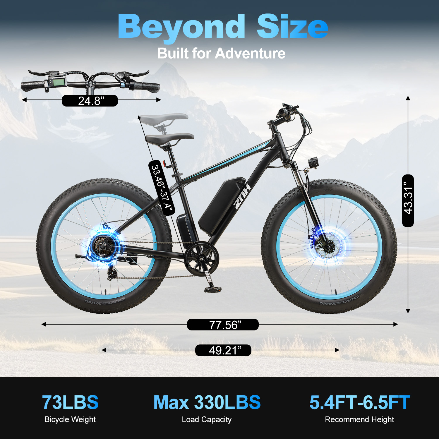 ZNH 750W Fat Tire Electric Mountain Bike for Adults | 26"x4.0 All-Terrain Snow Ebike, 48V 13Ah Removable Battery, UL2849 Certified