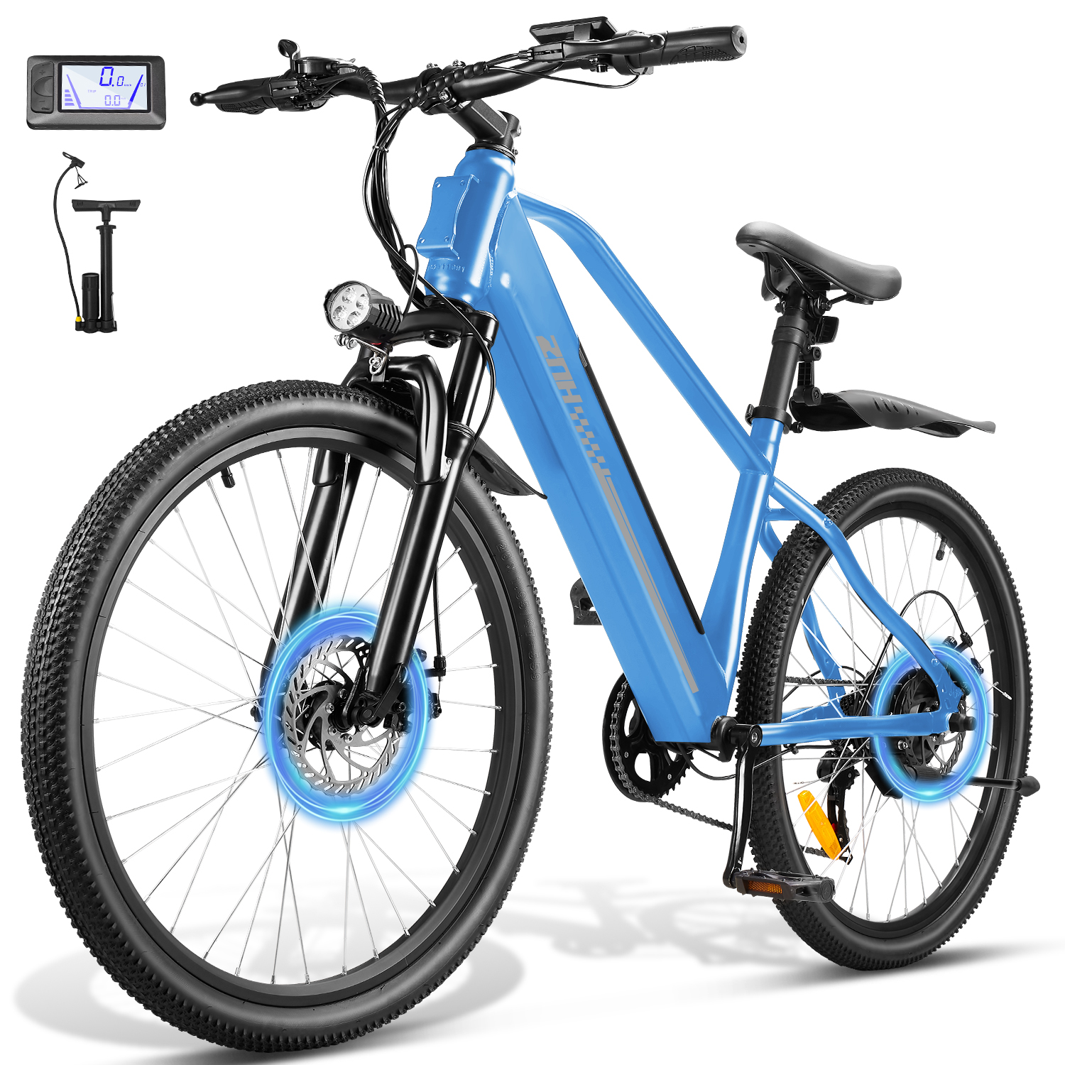 ZNH 26 Inch Off-Road Mountain Electric Bike for Adults 16+, 750W Brushless Motor Ebike, 48V 13Ah UL2849 Removable Battery, Max 20MPH, Shimano 7-Speed, Recreational Trail Use Only, Blue