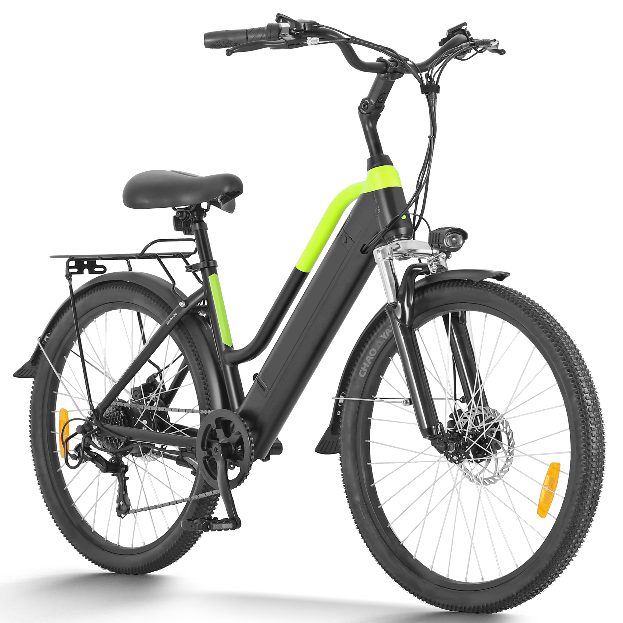 ZNH-04,Step-Through Electric Bike – 350W Motor, Shimano 7-Speed, Dual Suspension & Rear Rack