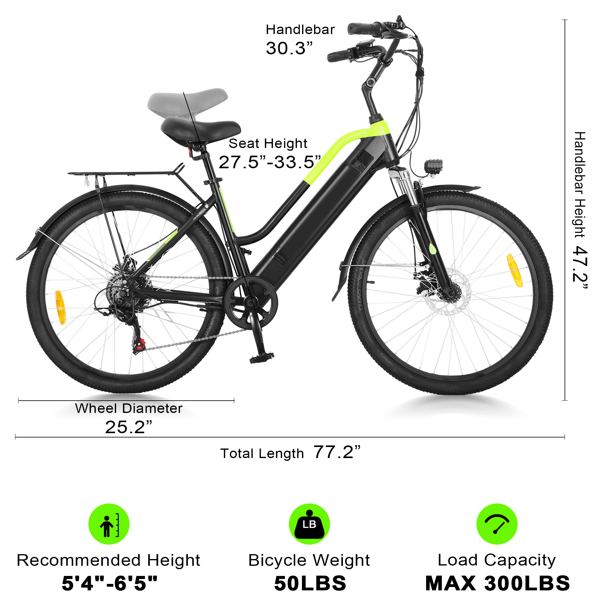 ZNH-04,Step-Through Electric Bike – 350W Motor, Shimano 7-Speed, Dual Suspension & Rear Rack