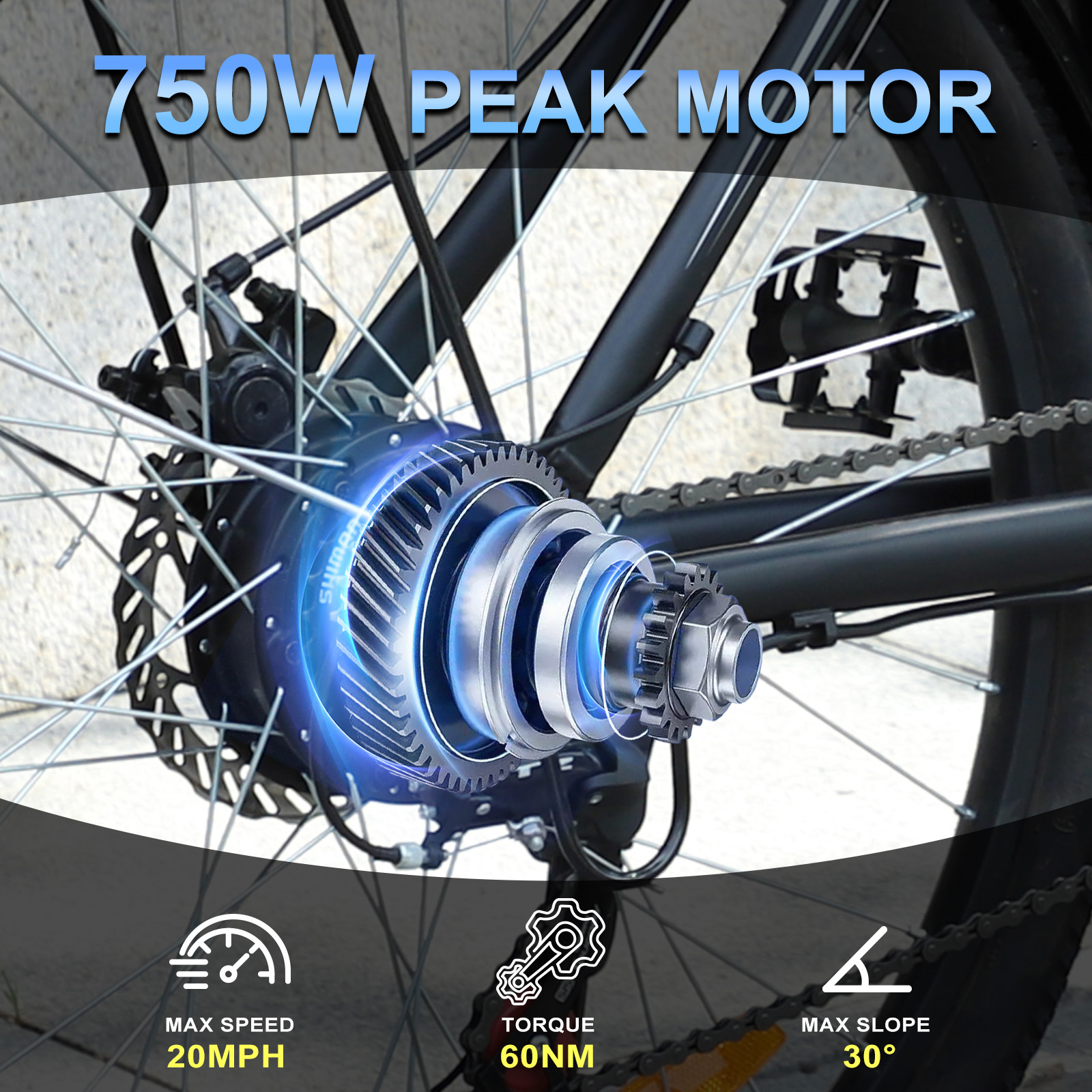 Z750W 48V Electric Bike for Adults, 26 inch Electric Mountain Bicycle