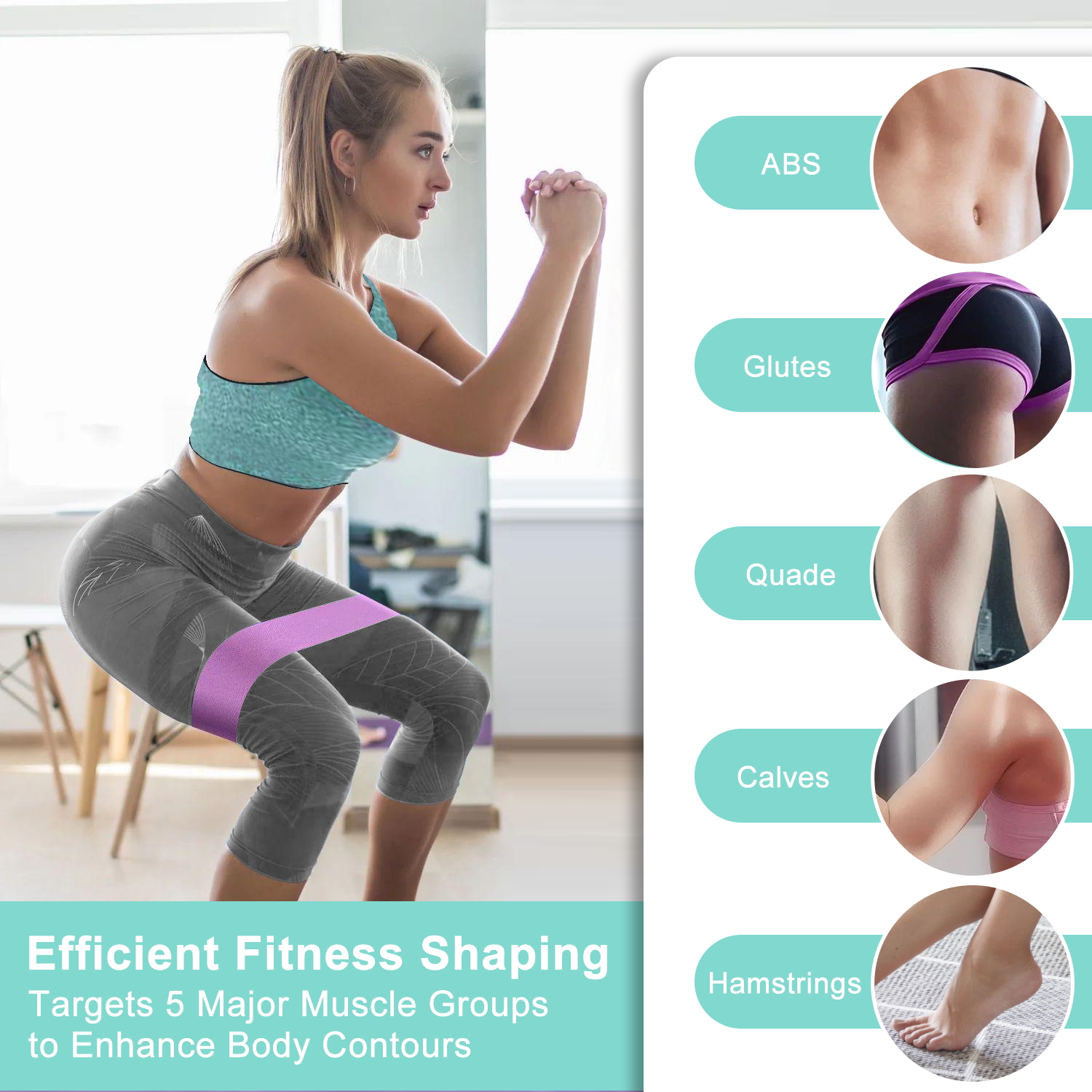 Non-Slip Resistance Bands for Legs & Glutes - 3 Level Elastic Workout Bands for Squats, Hip & Glute Training - Fitness Bands for Women