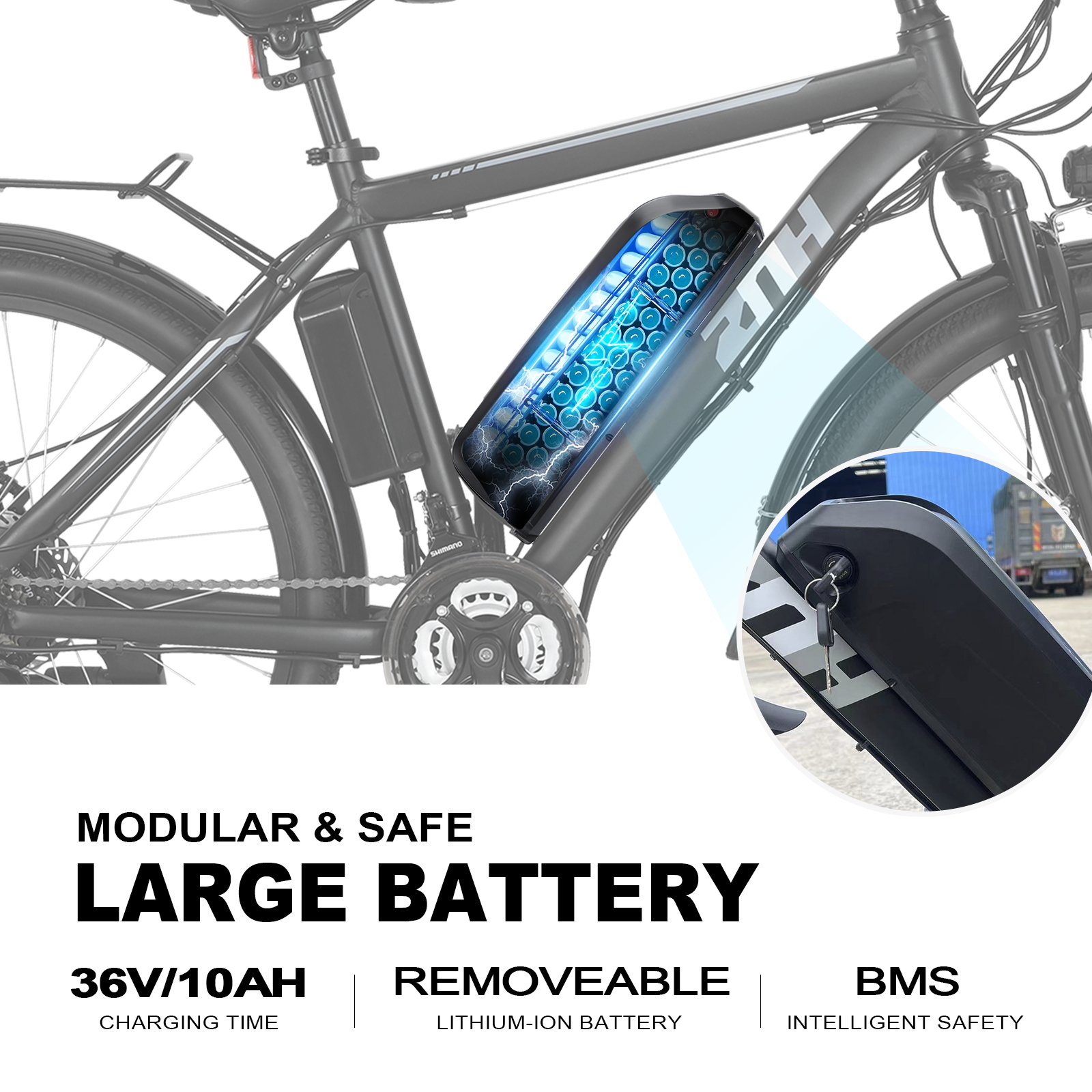 ZNH-02,500W 36V Electric Bike, 26 inch,Removable Battery,Up to 50Miles Range 20 MPH