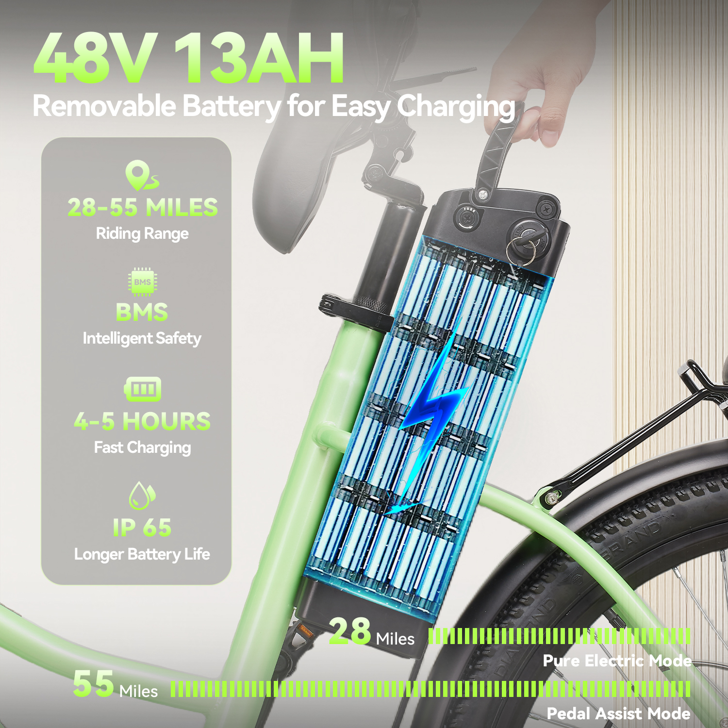 ZNH-19 24" Electric Bike for Adults 16+, 750W Motor Ebike with 48V 19.4Ah Battery, 20MPH Max Speed, UL2849 Certified, Recreational Use Only