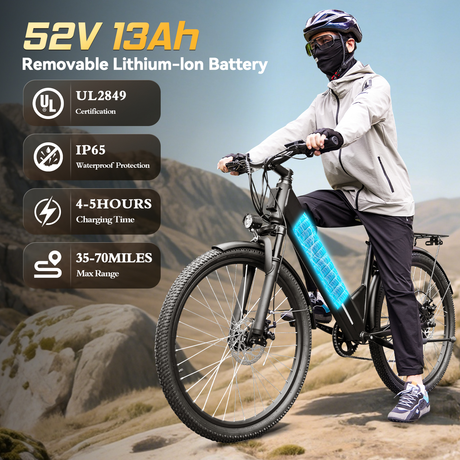 ZNH-17SR  26"Low Step Commuter Electric Bike for Adults|750W Powerful Motor Adult Electric Bicycles Max 20mph|48V 13Ah Removable Battery Women City Ebike|UL2849|Black