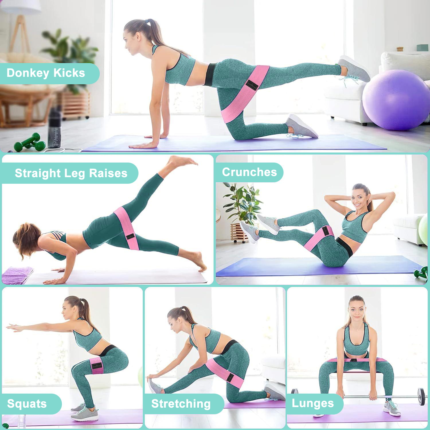 Non-Slip Resistance Bands for Legs & Glutes - 3 Level Elastic Workout Bands for Squats, Hip & Glute Training - Fitness Bands for Women