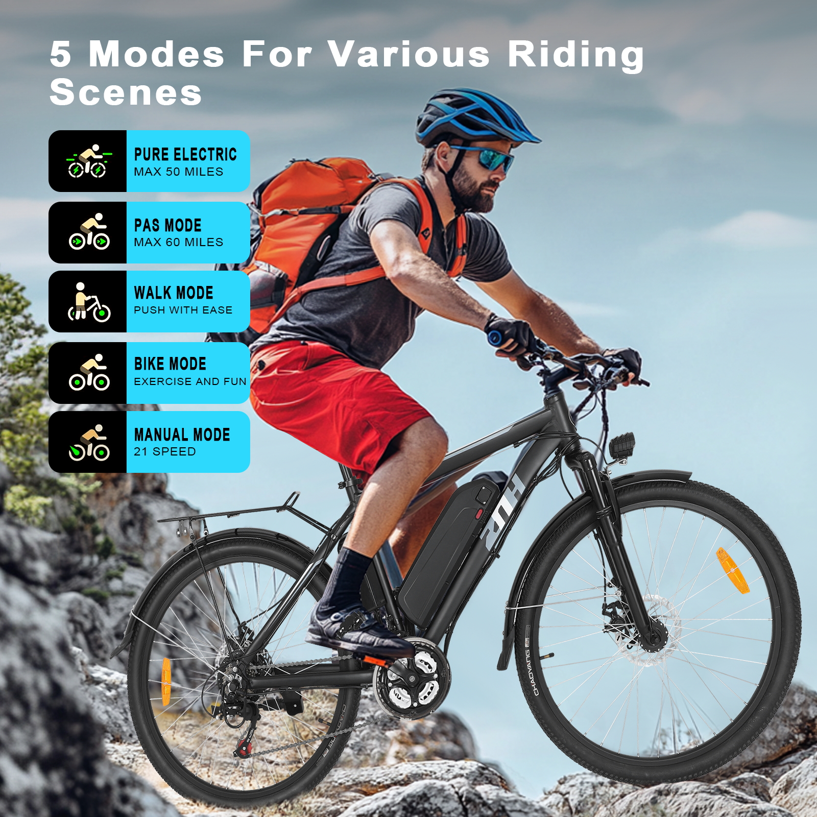 ZNH-02,500W 36V Electric Bike, 26 inch,Removable Battery,Up to 50Miles Range 20 MPH