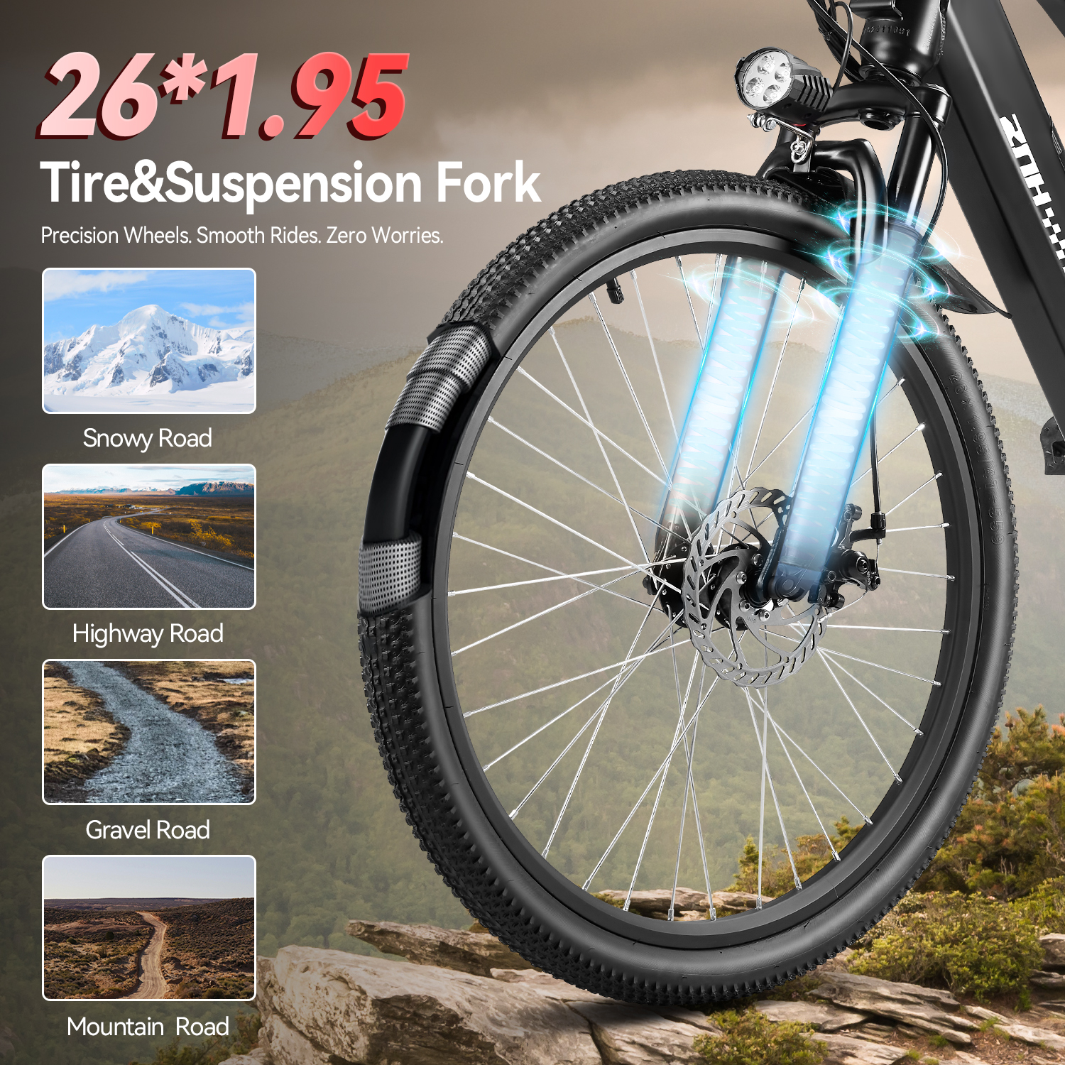 ZNH 26 Inch Off-Road Mountain Electric Bike for Adults 16+, 750W Brushless Motor Ebike, 48V 13Ah UL2849 Removable Battery, Max 20MPH, Shimano 7-Speed, Recreational Trail Use Only, Blue