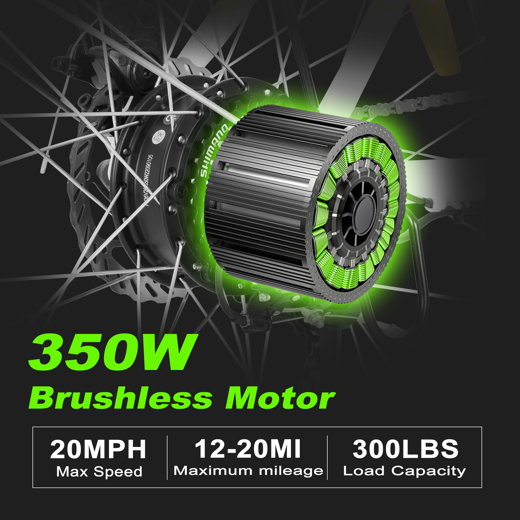 ZNH-04,Step-Through Electric Bike – 350W Motor, Shimano 7-Speed, Dual Suspension & Rear Rack