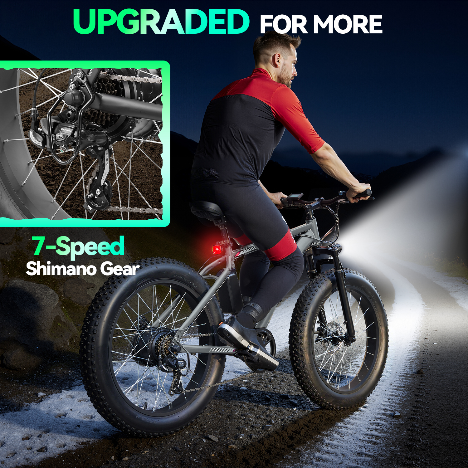 ZNH 1000w Peak Electric Bicycle for Adults w 48V 13Ah Removable Battery Up to 20mph，24”*4.0” Fat Tire Ebike for Snow & Beach，Electric Mountain Bike with 7 Speed，UL2849，Gray