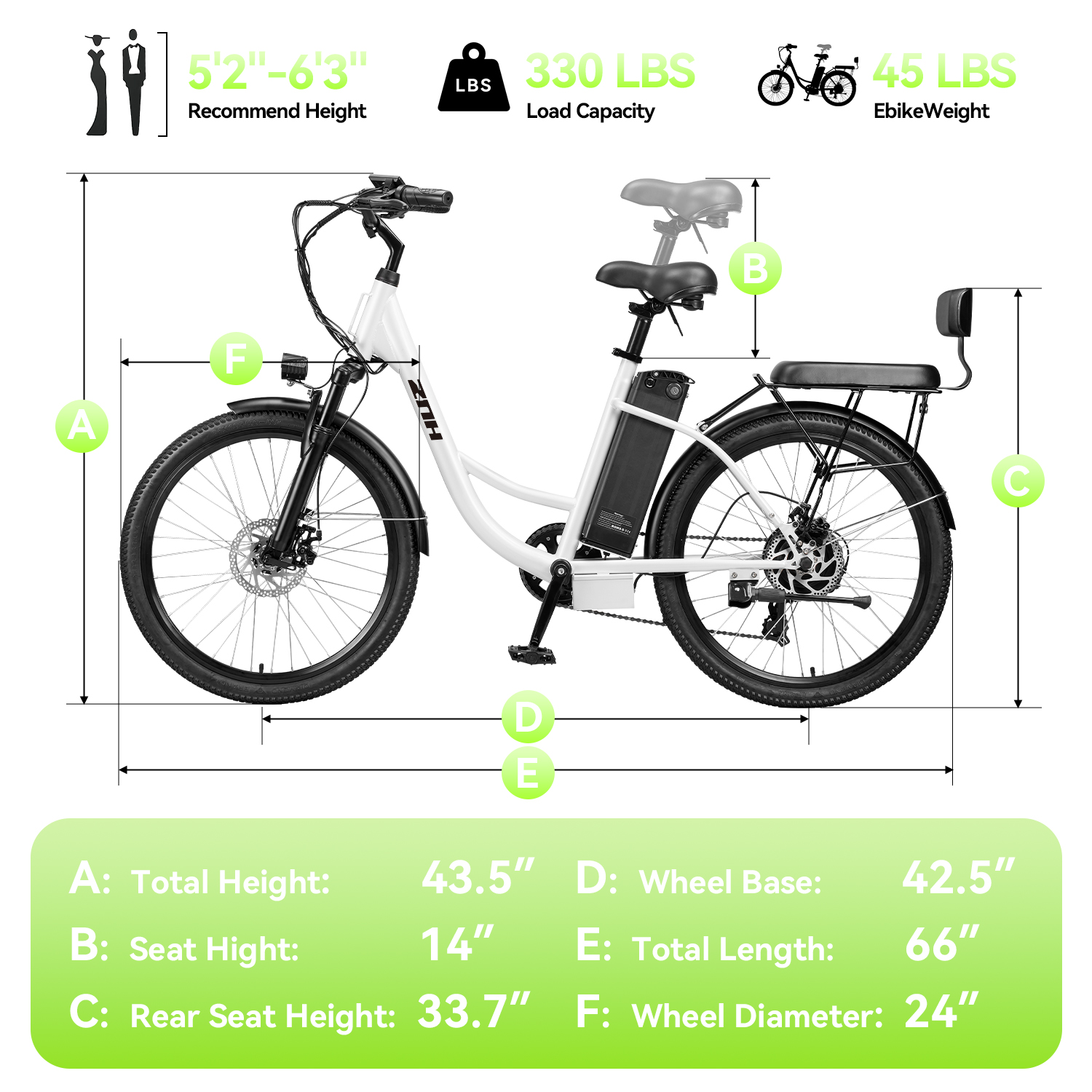 ZNH-19 24" Electric Bike for Adults 16+, 750W Motor Ebike with 48V 19.4Ah Battery, 20MPH Max Speed, UL2849 Certified, Recreational Use Only