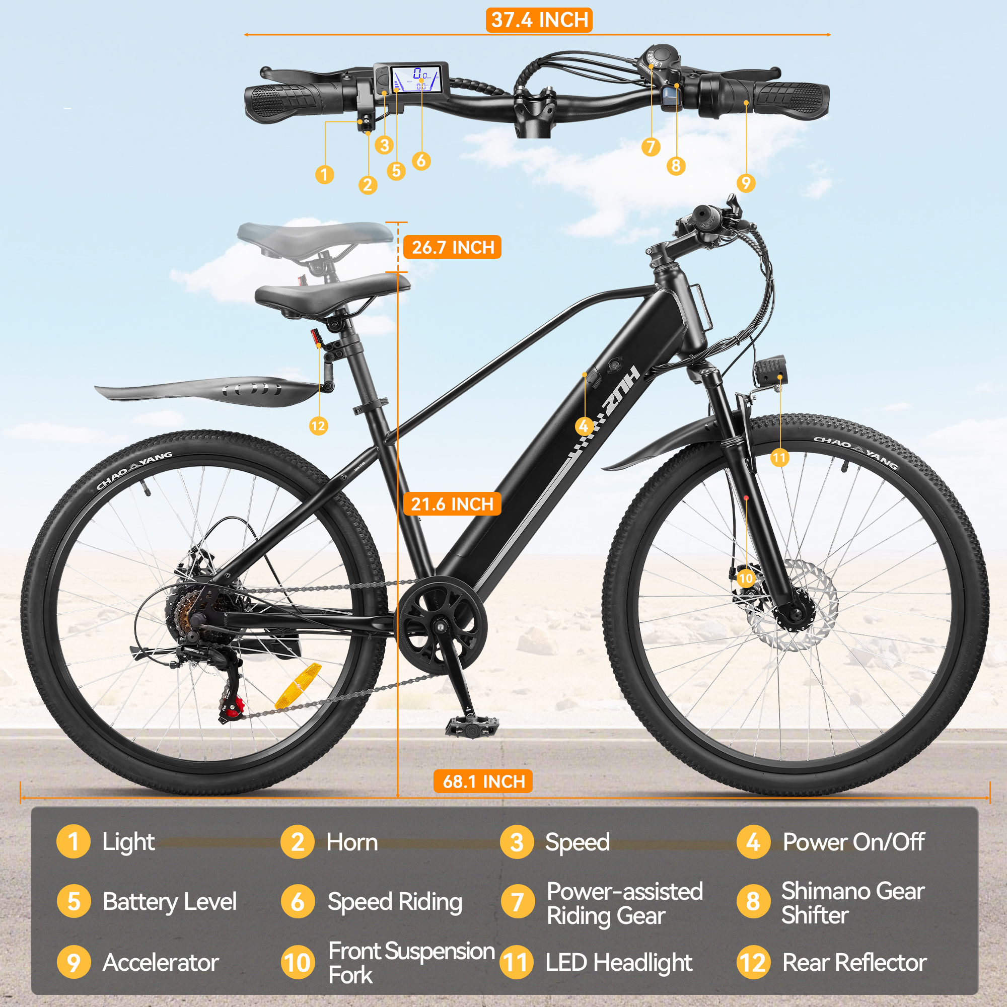 ZNH-15S Electric City Commuter Bike （Black）