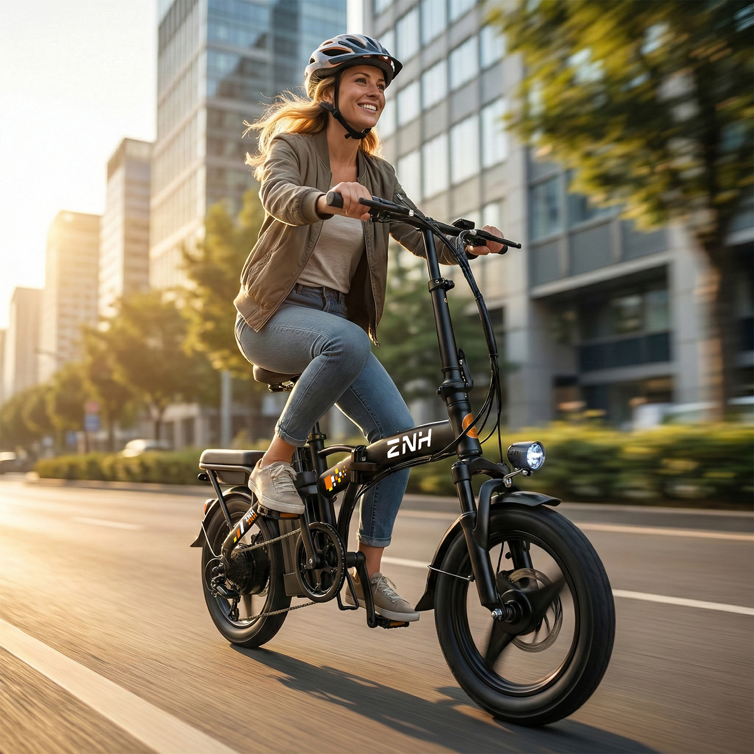 ZNH 500W Class 2 Folding Electric Bike for Adults | 14" Compact Commuter Ebike, 48V 13Ah Removable Battery, 60 Miles Range, UL2849 Certified