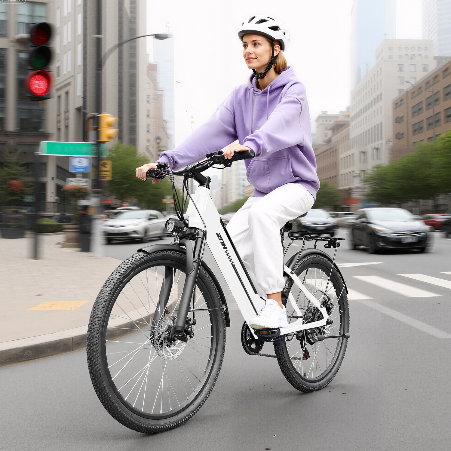 ZNH-17SR  26"Low Step Commuter Electric Bike for Adults|750W Powerful Motor Adult Electric Bicycles Max 20mph|48V 13Ah Removable Battery Women City Ebike|UL2849|Black