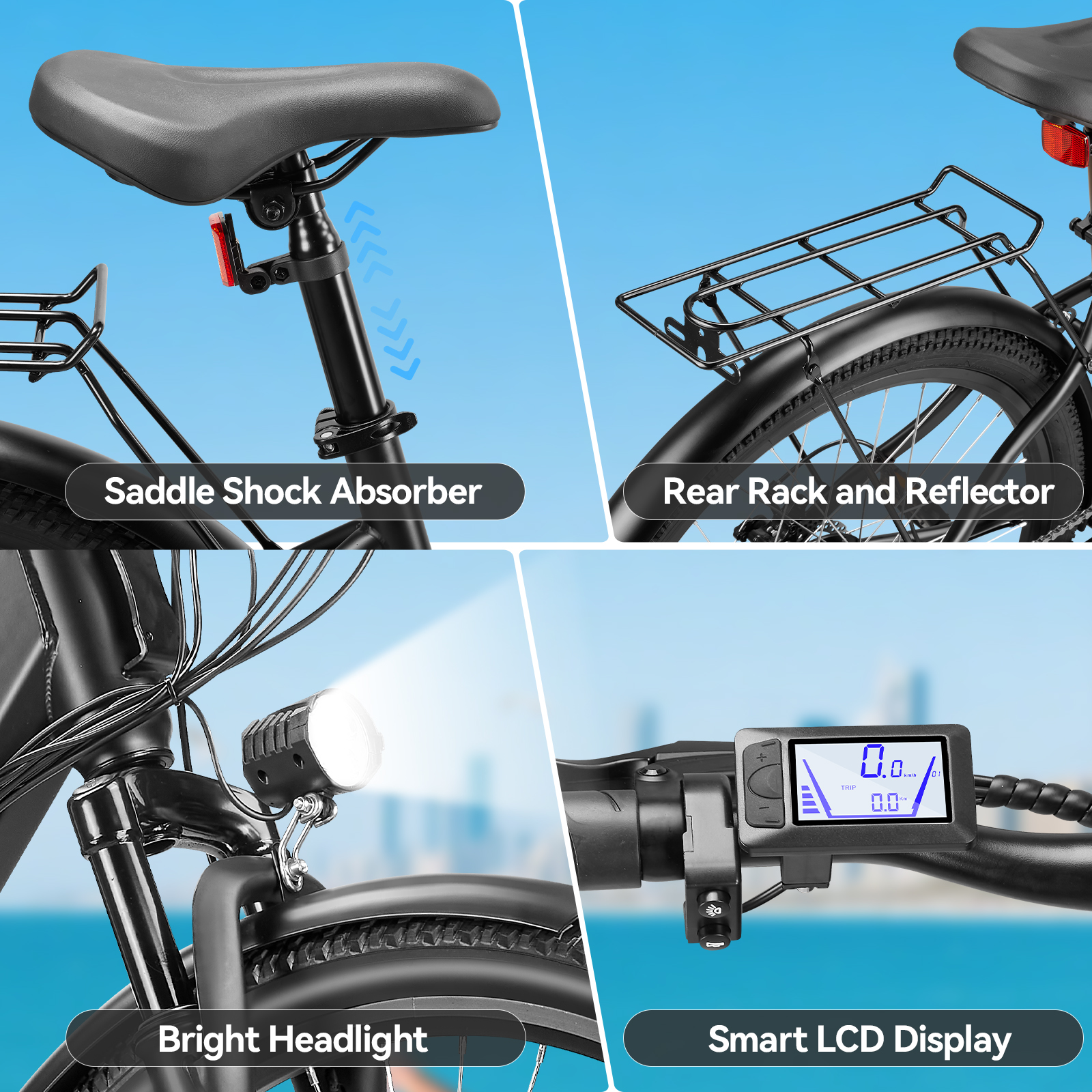 ZNH-17S，750W Peak Electric Bike for Adult,26" Tires 50Miles Range Commuting Ebike,Removable,20MPH,7-Speed