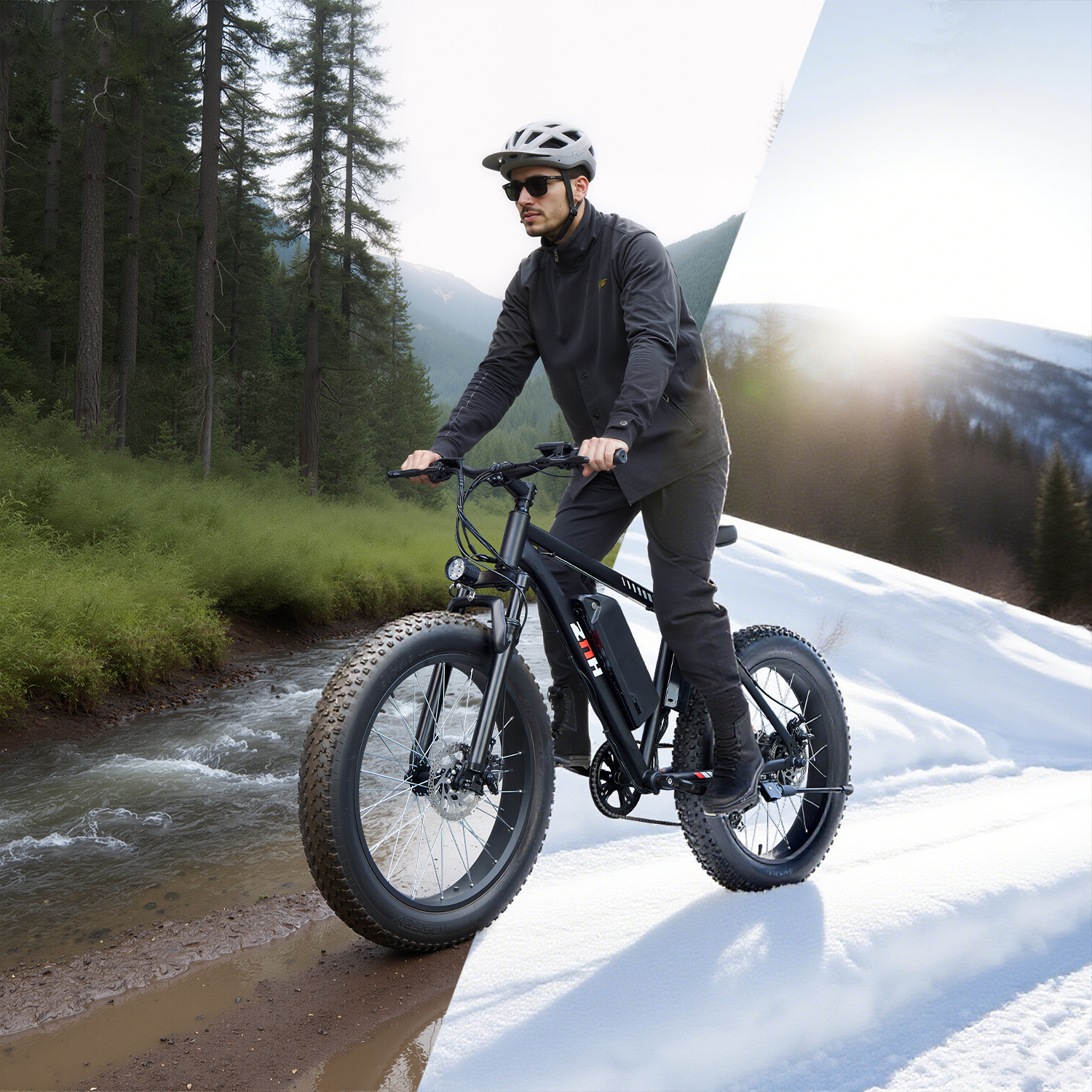 ZNH Peak 1000W Fat Tire Electric Bike for Adults, 24×4" Snow Beach Off-Road E-Bike, 48V 13Ah UL2849 Removable Battery Max 20MPH
