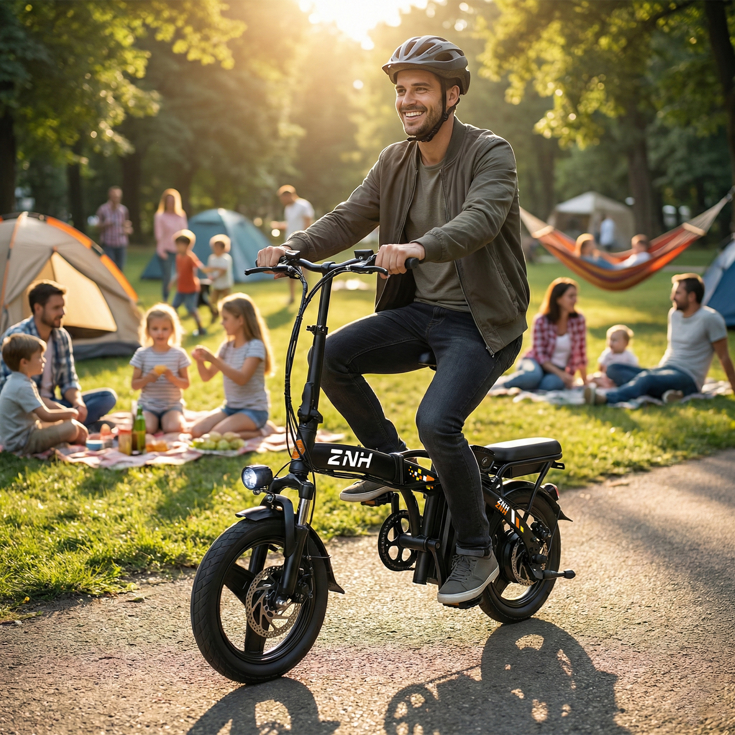 ZNH 500W Class 2 Folding Electric Bike for Adults | 14" Compact Commuter Ebike, 48V 13Ah Removable Battery, 60 Miles Range, UL2849 Certified