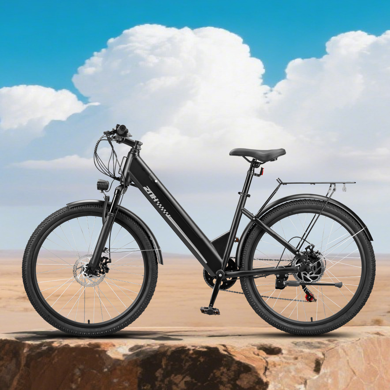 ZNH-17SR  26"Low Step Commuter Electric Bike for Adults|750W Powerful Motor Adult Electric Bicycles Max 20mph|48V 13Ah Removable Battery Women City Ebike|UL2849|Black