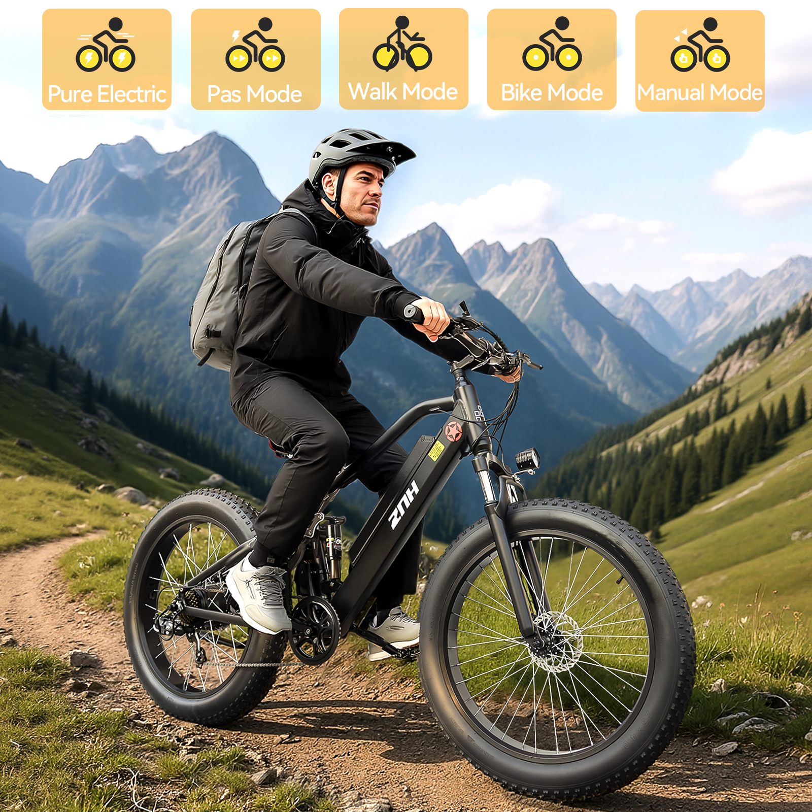ZNH-08，All-Terrain Electric Mountain Bike – 1000W Motor, 50 Miles Range