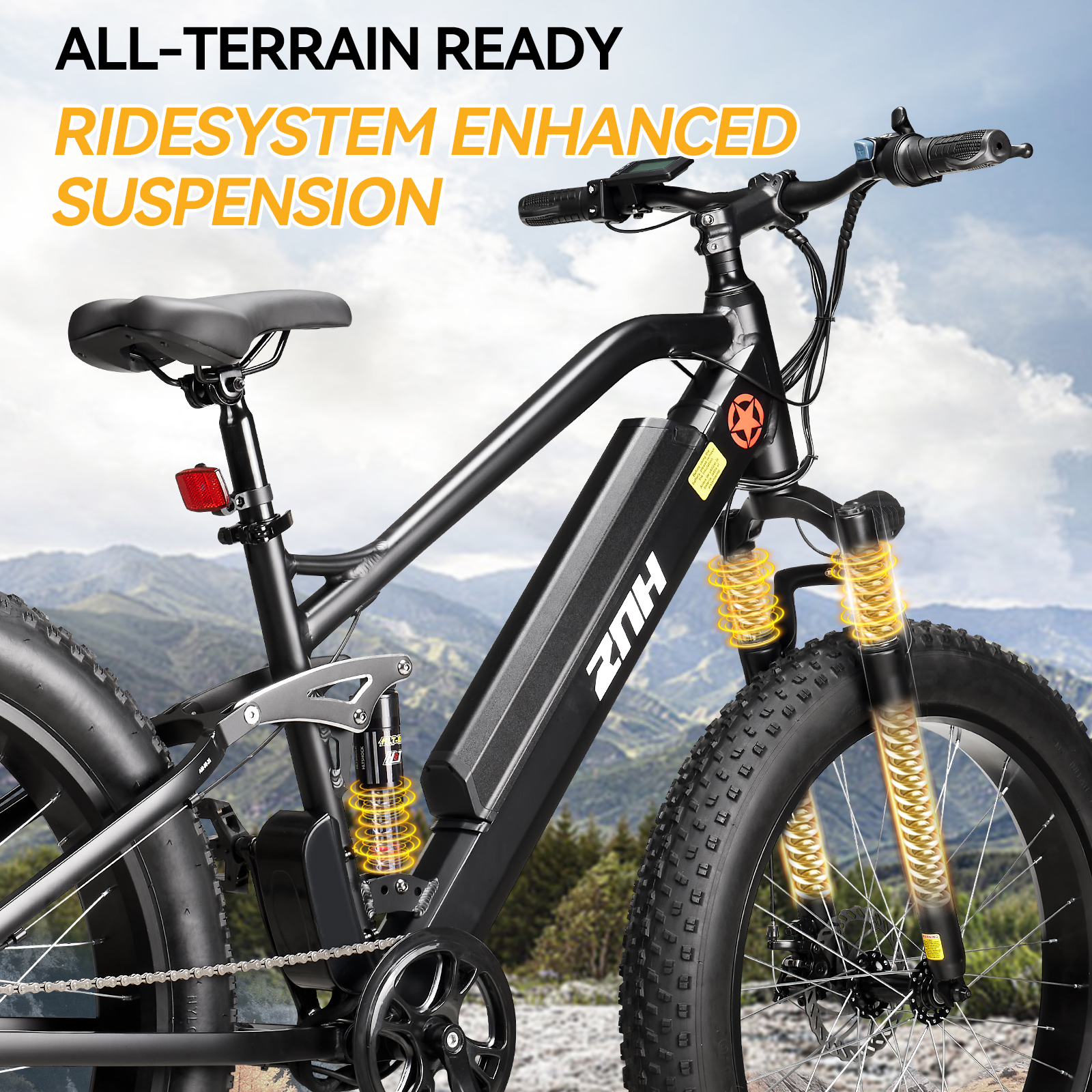 ZNH-08，All-Terrain Electric Mountain Bike – 1000W Motor, 50 Miles Range