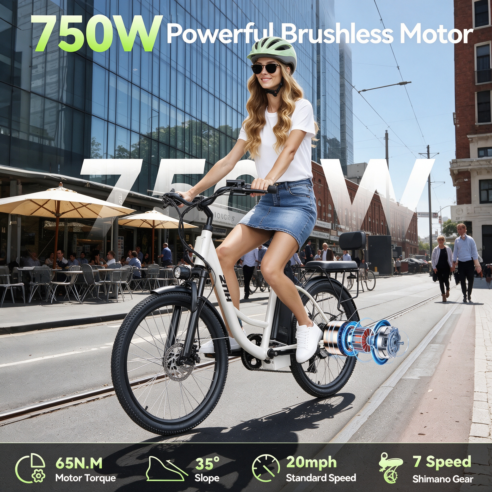 ZNH-19 24" Electric Bike for Adults 16+, 750W Motor Ebike with 48V 19.4Ah Battery, 20MPH Max Speed, UL2849 Certified, Recreational Use Only